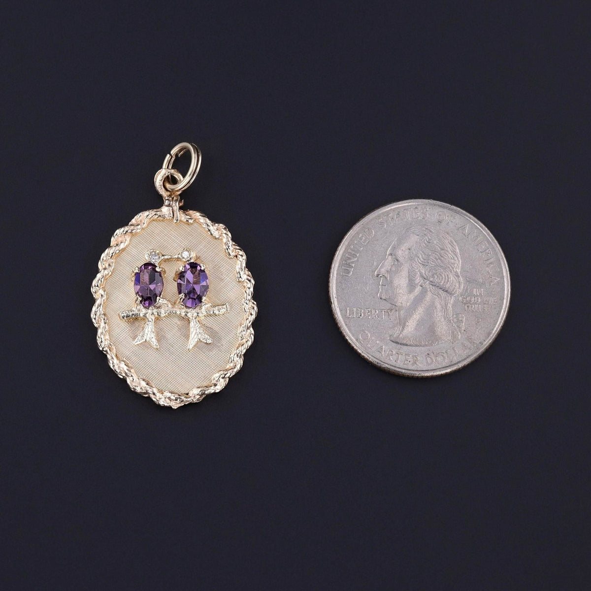 Vintage Lovebirds Pendant of 9ct Gold - Trademark Antiques