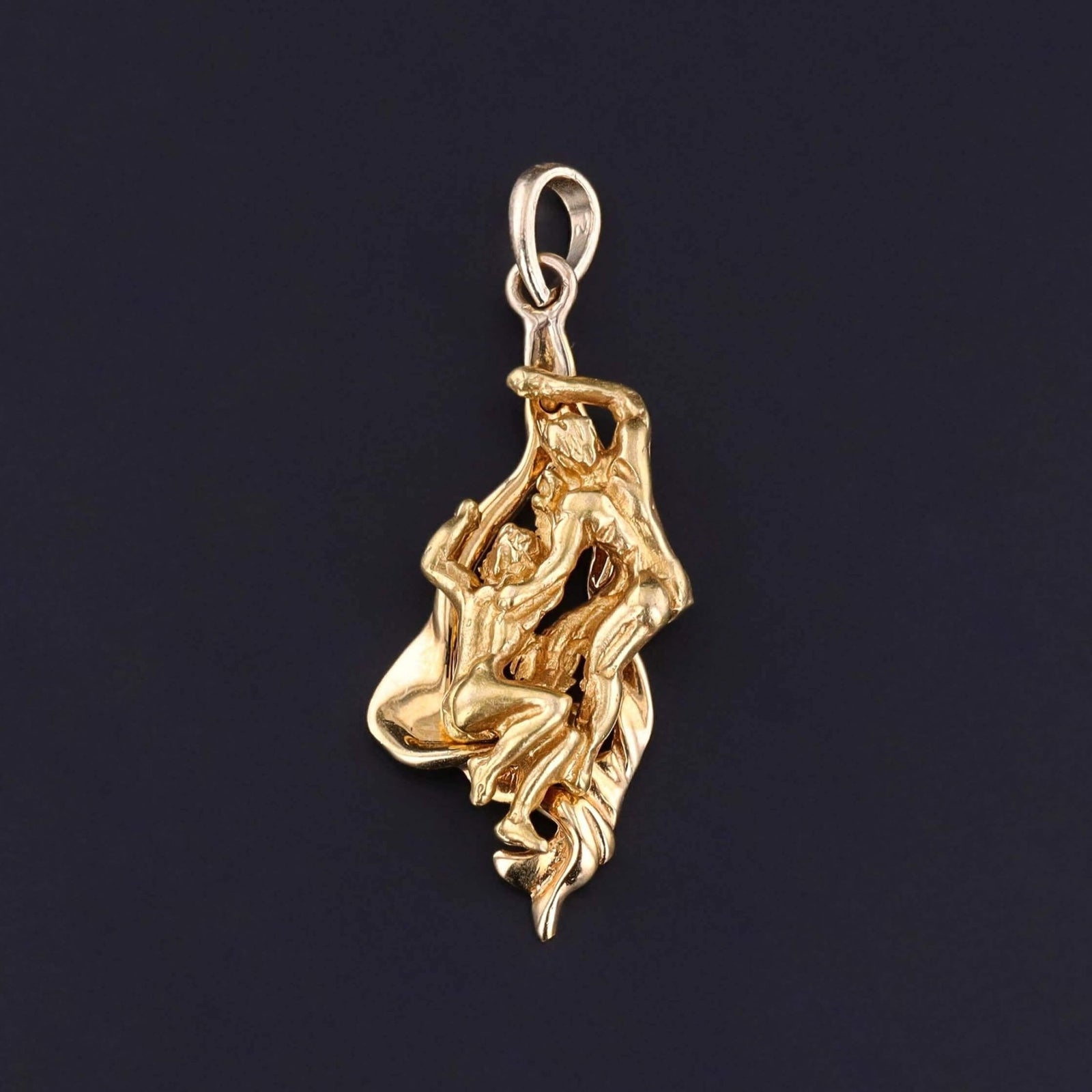 Vintage Lovers Pendant of 14k Gold - Trademark Antiques