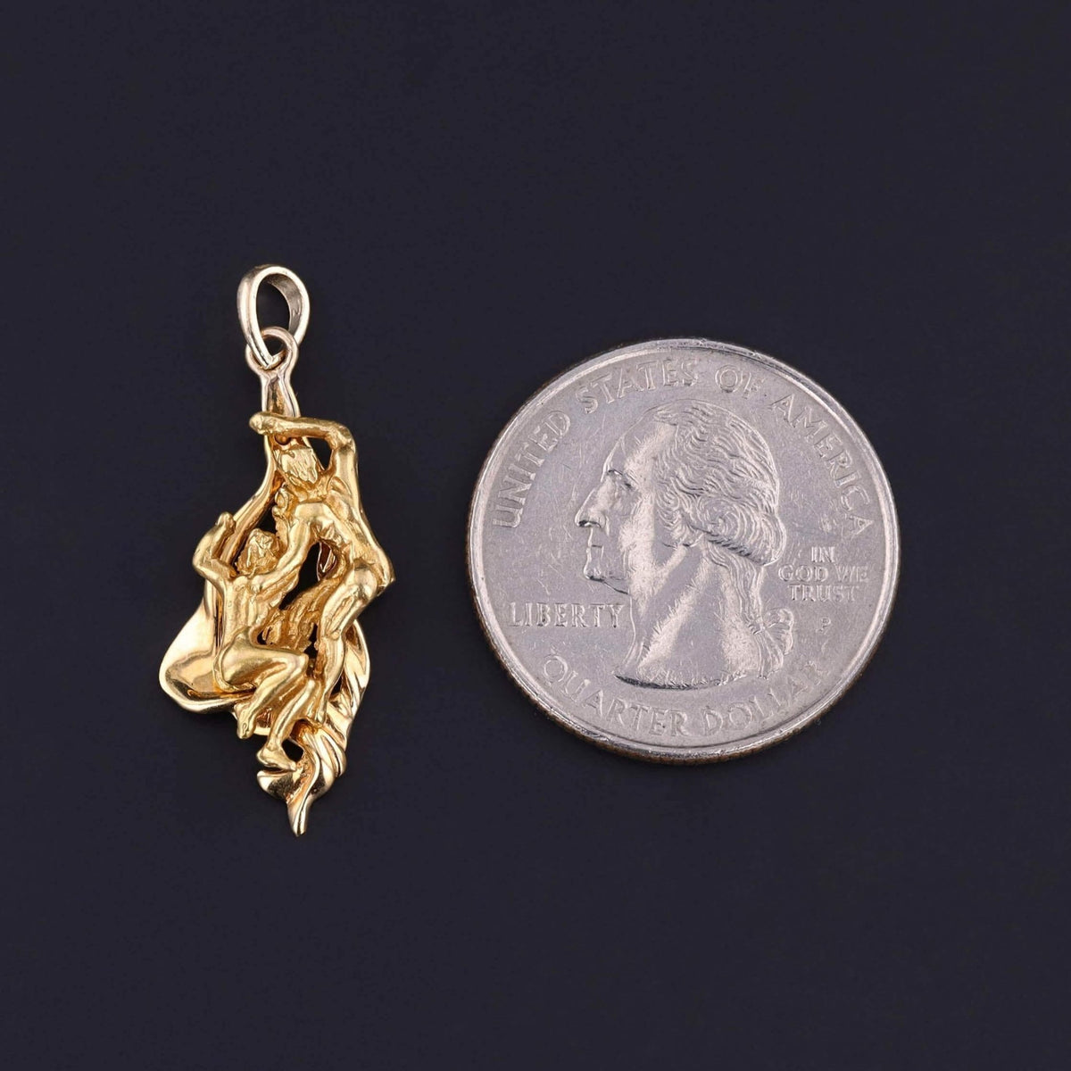 Vintage Lovers Pendant of 14k Gold - Trademark Antiques