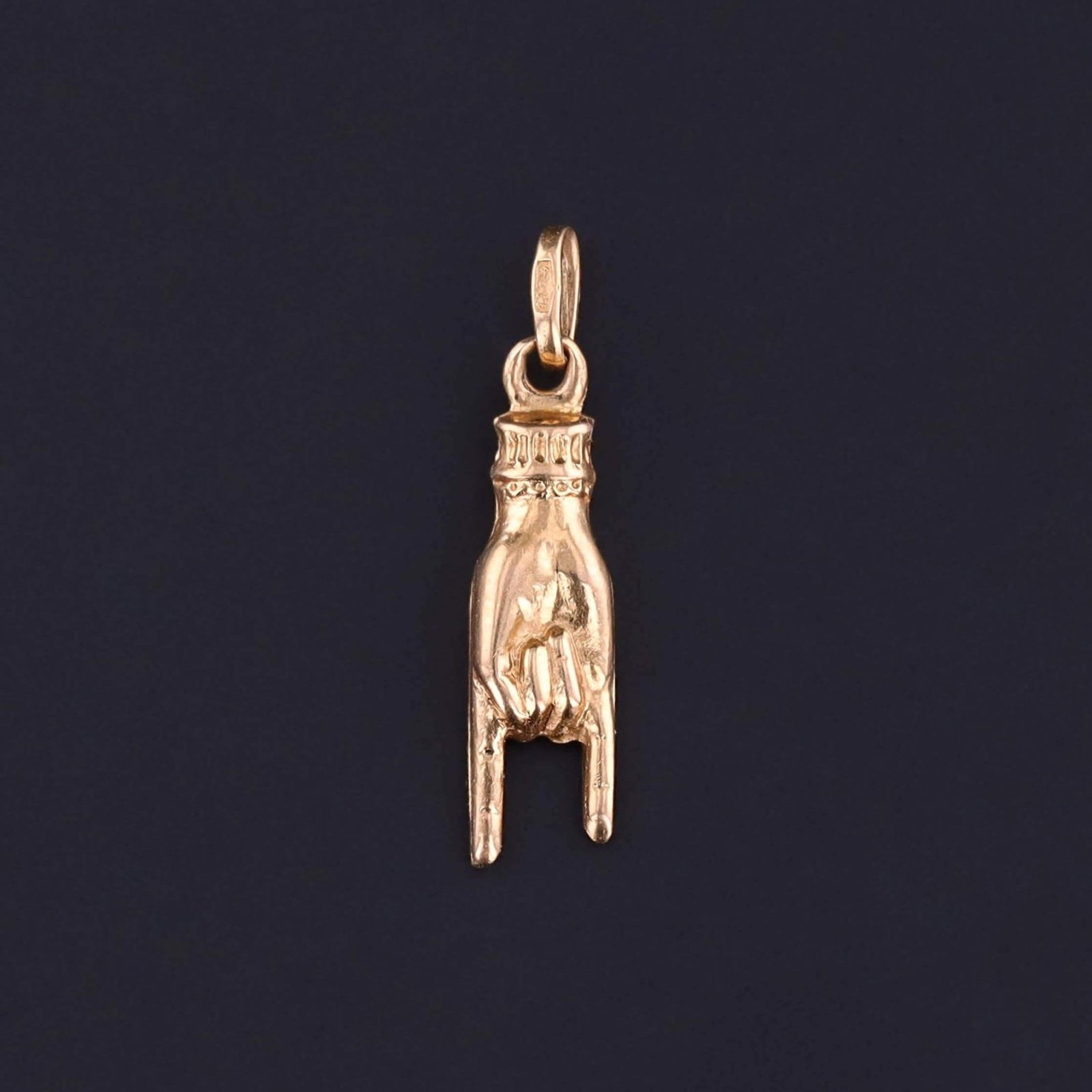 Vintage Mano Cornuto Charm of 18k Gold - Trademark Antiques