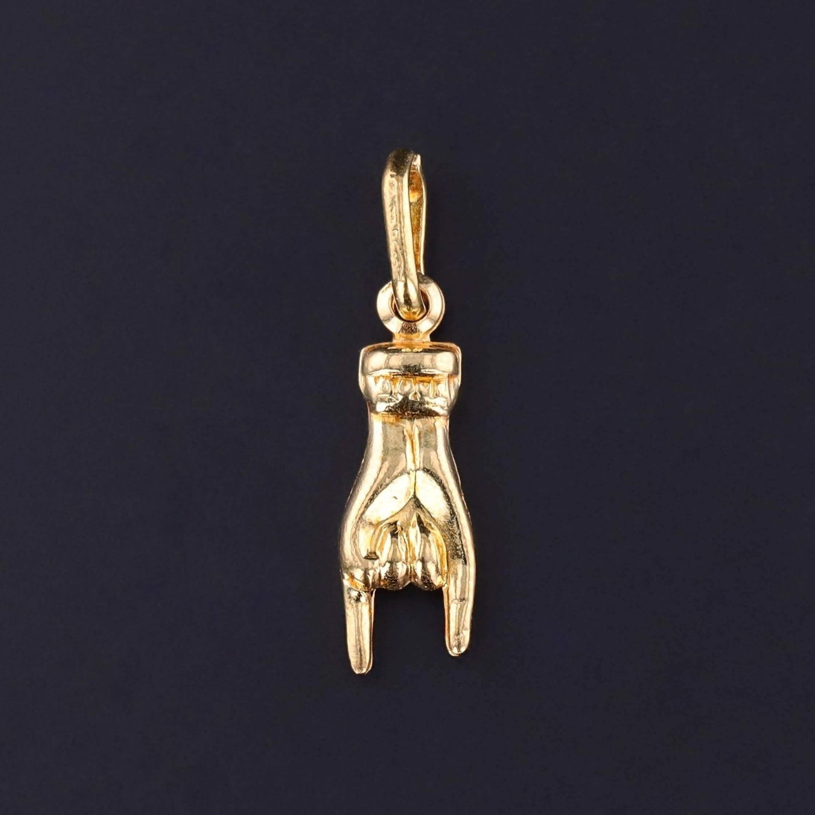 Vintage Mano Cornuto Charm of 18k Gold - Trademark Antiques