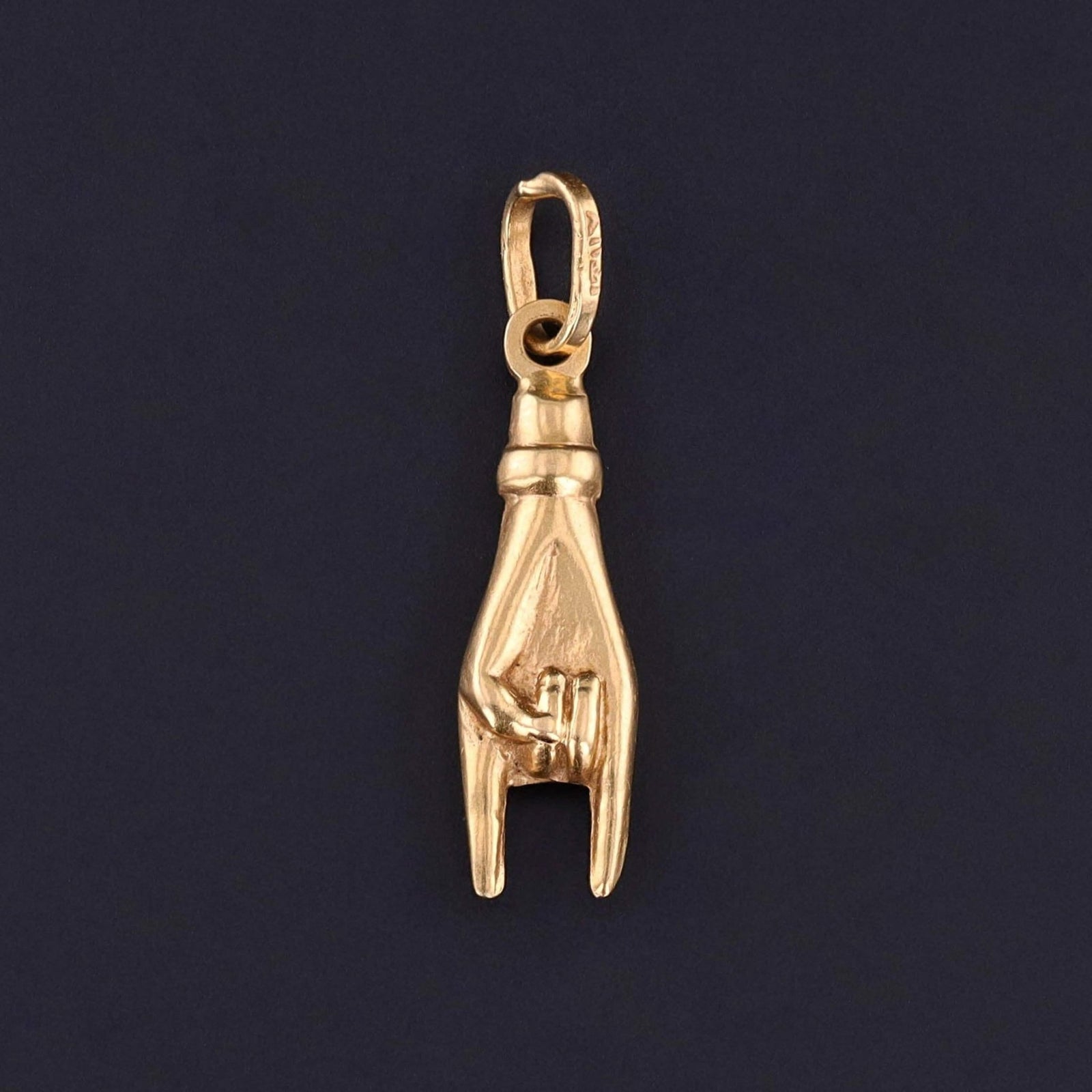 Vintage Mano Cornuto Charm of 18k Gold - Trademark Antiques