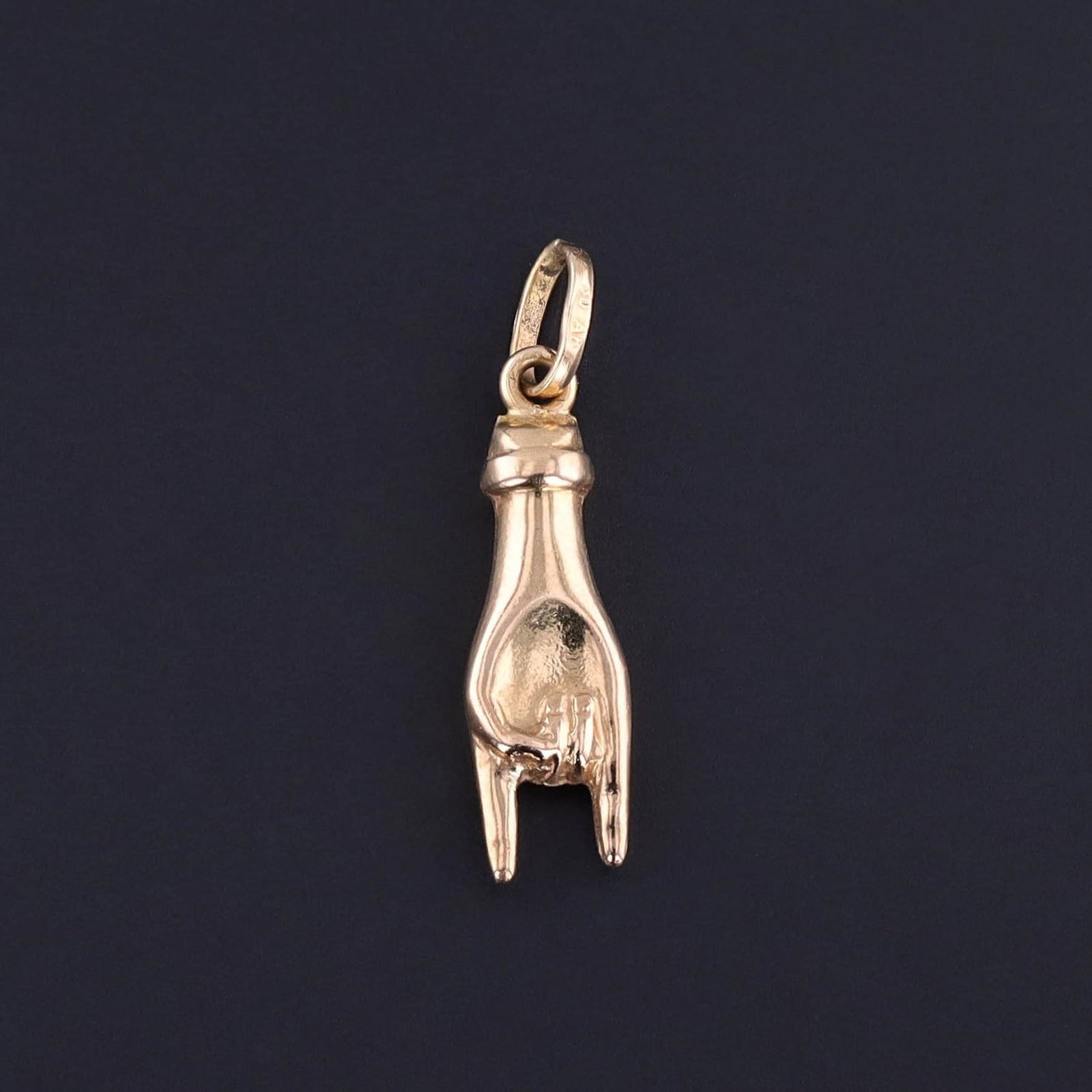 Vintage Mano Cornuto Charm of 18k Gold - Trademark Antiques