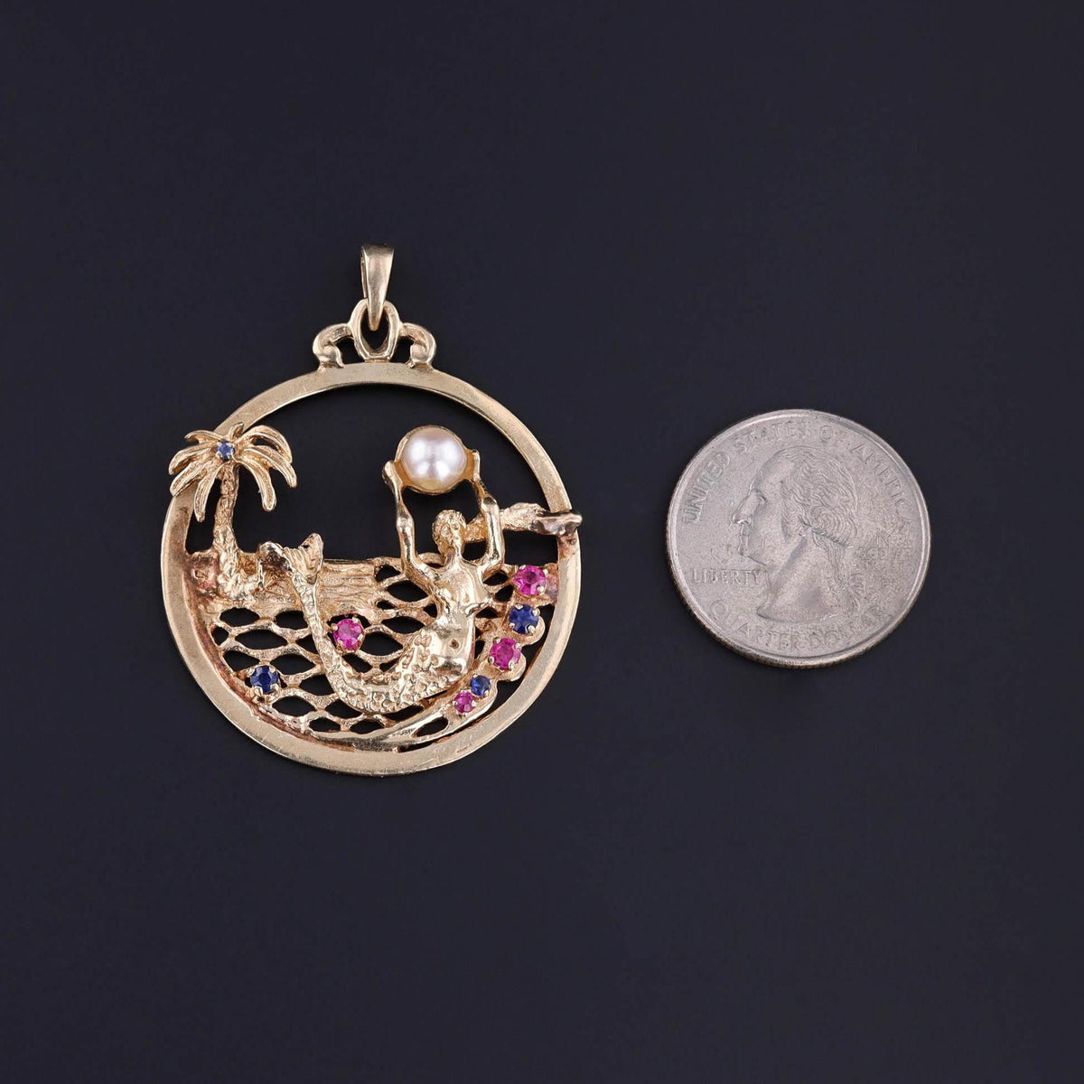 vintage mermaid pendant of 14k Gold - Trademark Antiques