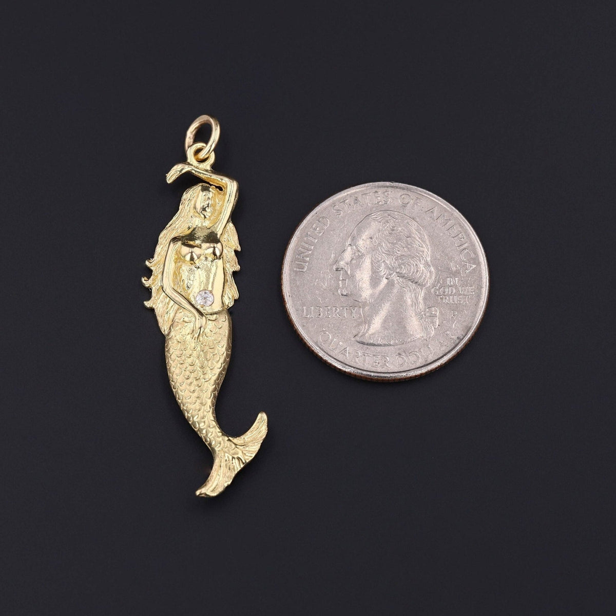 Vintage Mermaid Pendant of 18k Gold - Trademark Antiques