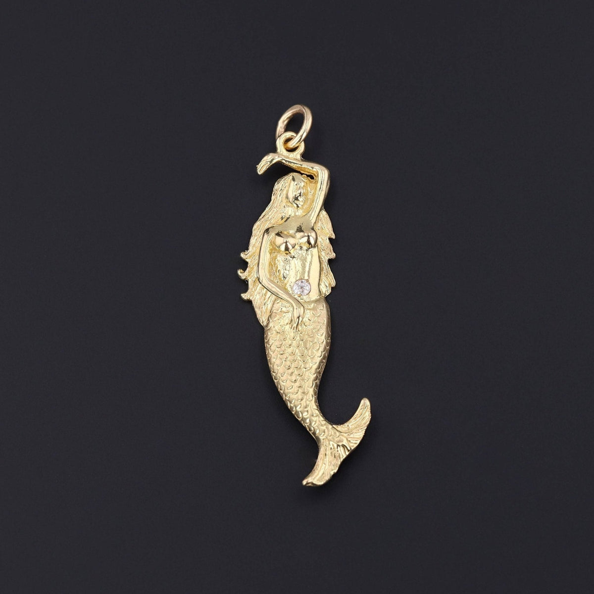 Vintage Mermaid Pendant of 18k Gold - Trademark Antiques