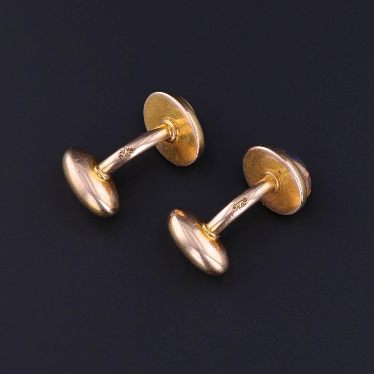Vintage Mexican Boulder Opal Cuff Links of 14k Gold - Trademark Antiques