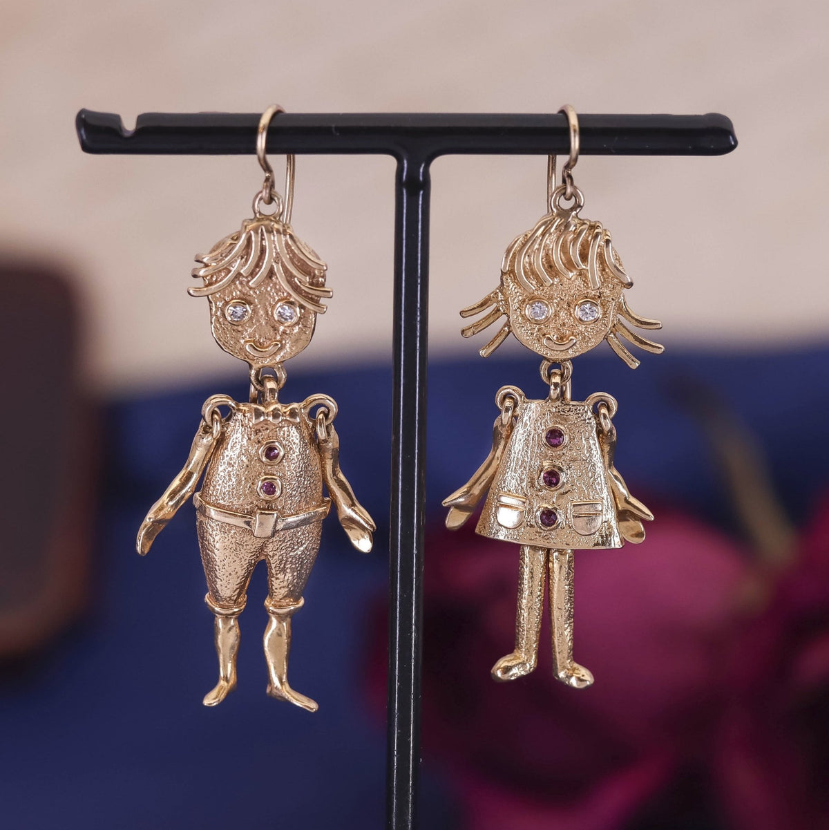 Vintage Mismatched Children Earrings of 14k Gold - Trademark Antiques