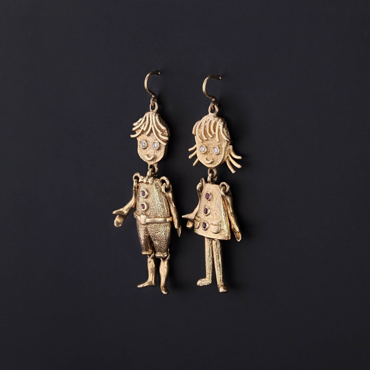 Vintage Mismatched Children Earrings of 14k Gold - Trademark Antiques