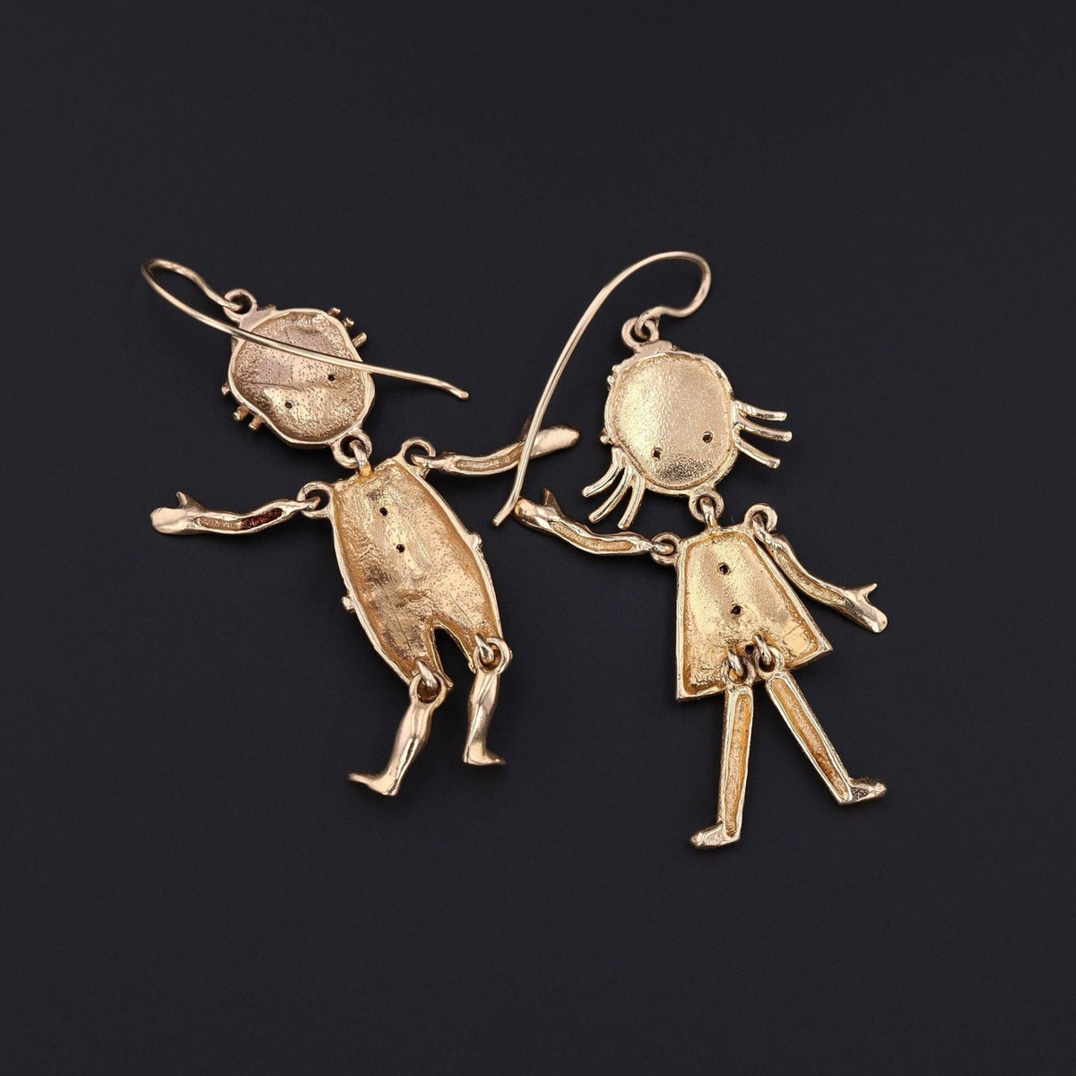 Vintage Mismatched Children Earrings of 14k Gold - Trademark Antiques