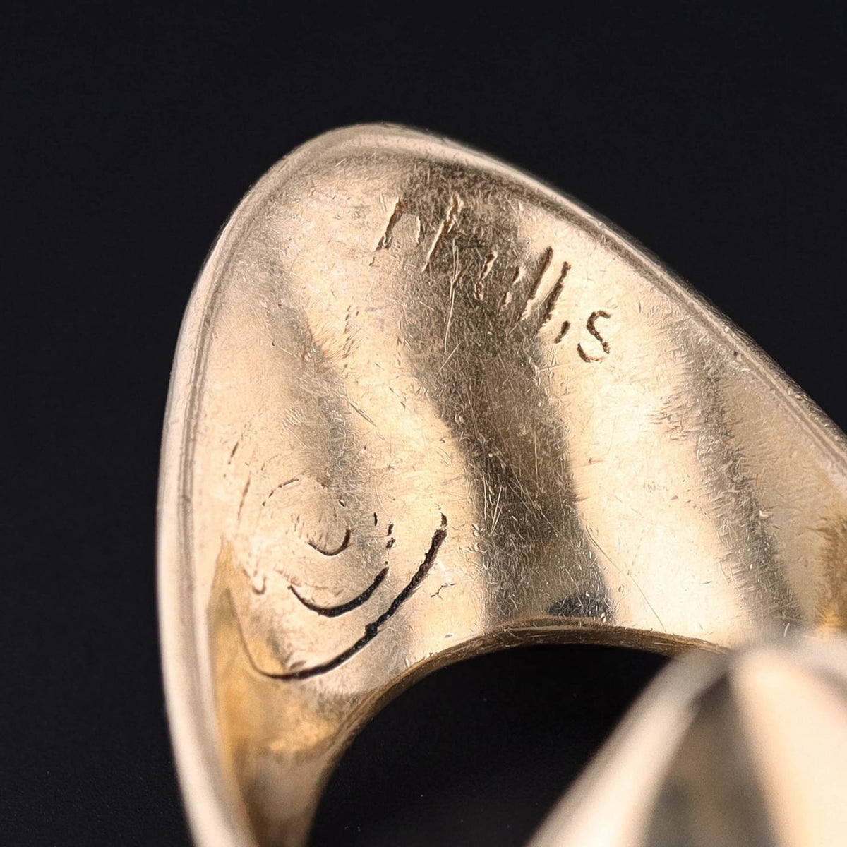 Vintage Modernist Black Pearl Ring of 14k Gold - Trademark Antiques
