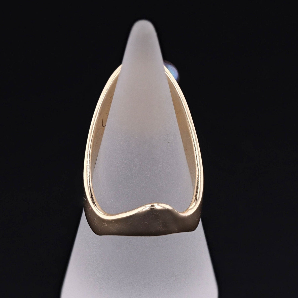 Vintage Modernist Black Pearl Ring of 14k Gold - Trademark Antiques