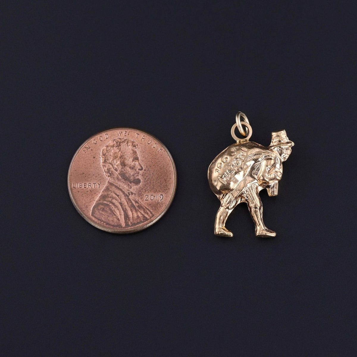 Vintage Money Bag Charm of 18k Gold - Trademark Antiques