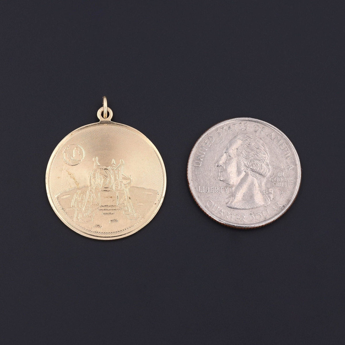 Vintage Moon Landing Pendant of 14k Gold - Trademark Antiques