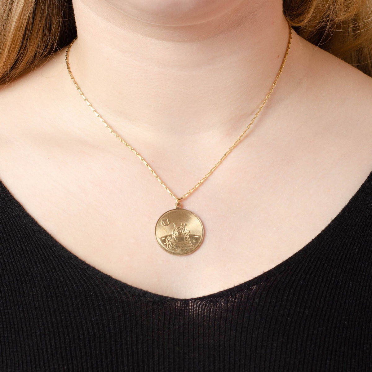 Vintage Moon Landing Pendant of 14k Gold - Trademark Antiques