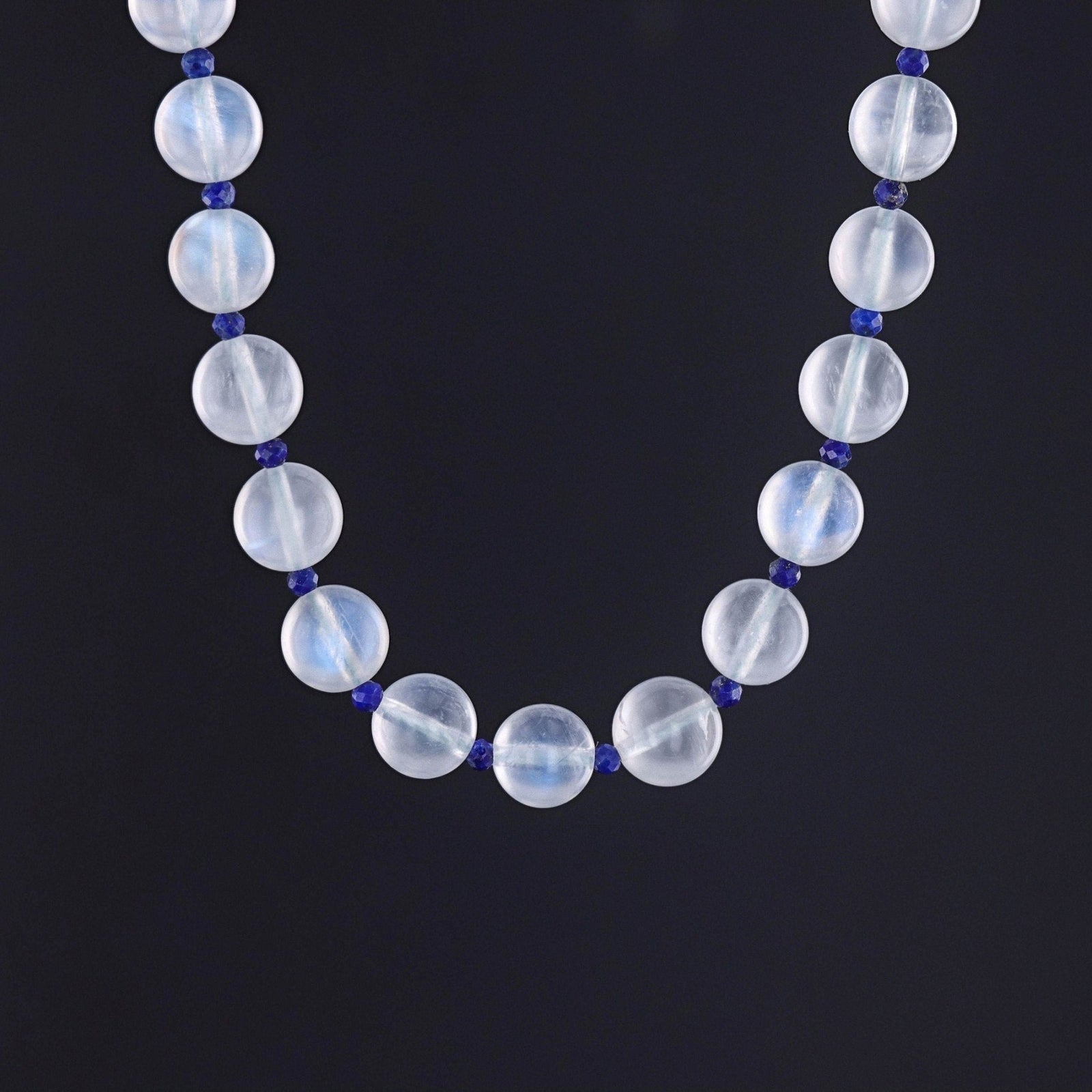 Vintage Moonstone and Lapis Necklace - Trademark Antiques