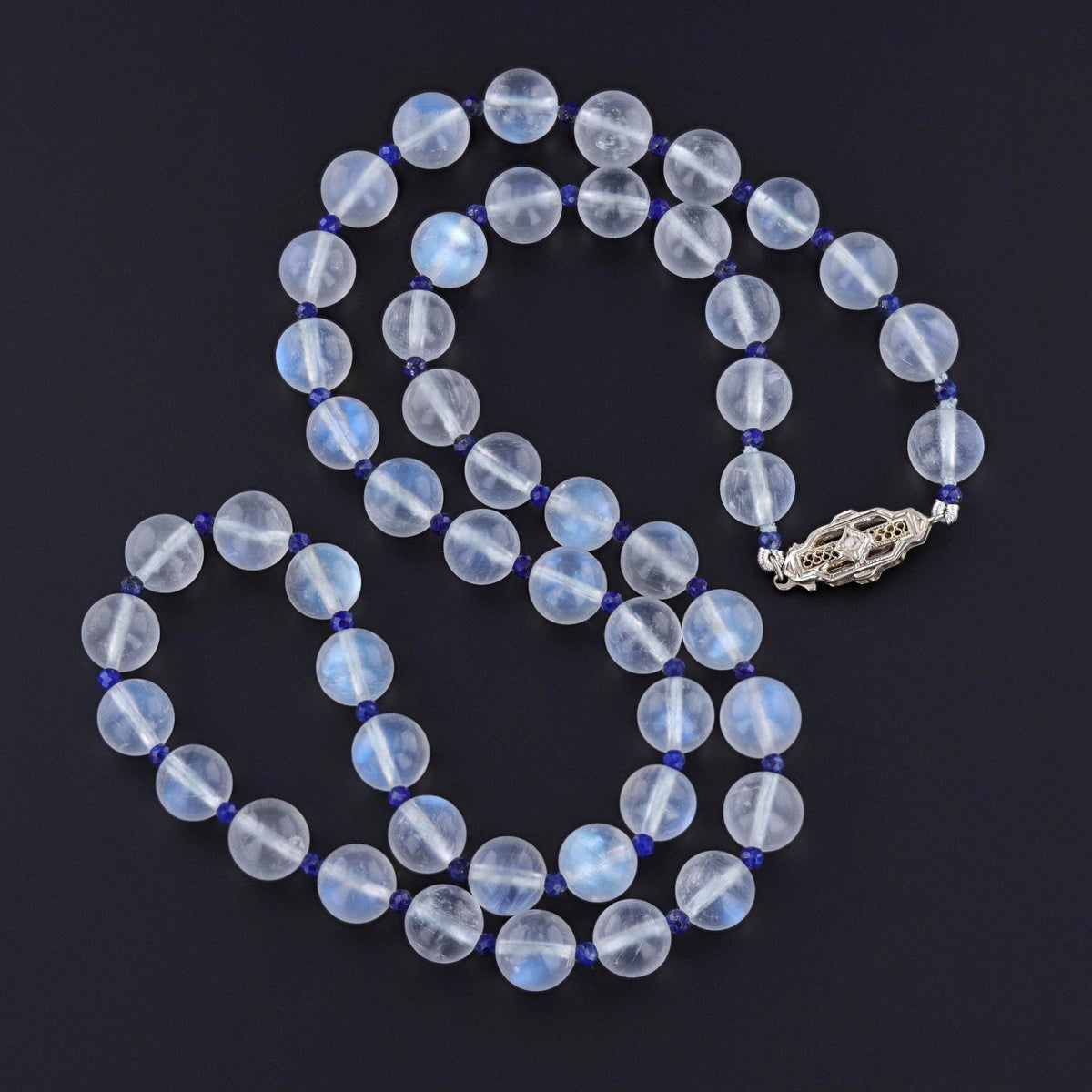 Vintage Moonstone and Lapis Necklace - Trademark Antiques