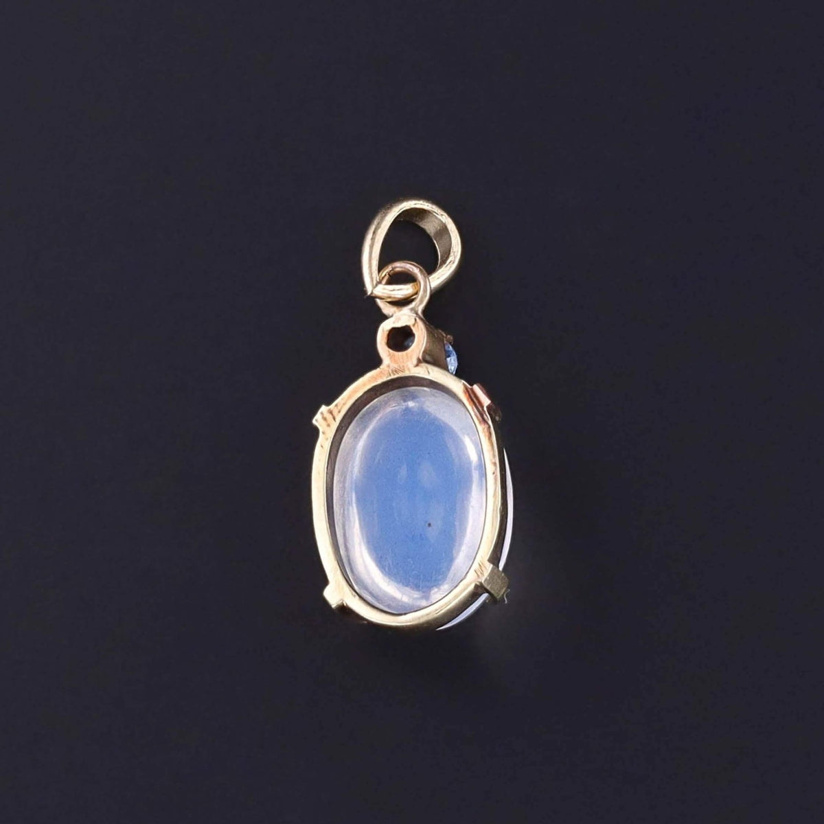 Vintage Moonstone and Sapphire Pendant of 14k Gold - Trademark Antiques