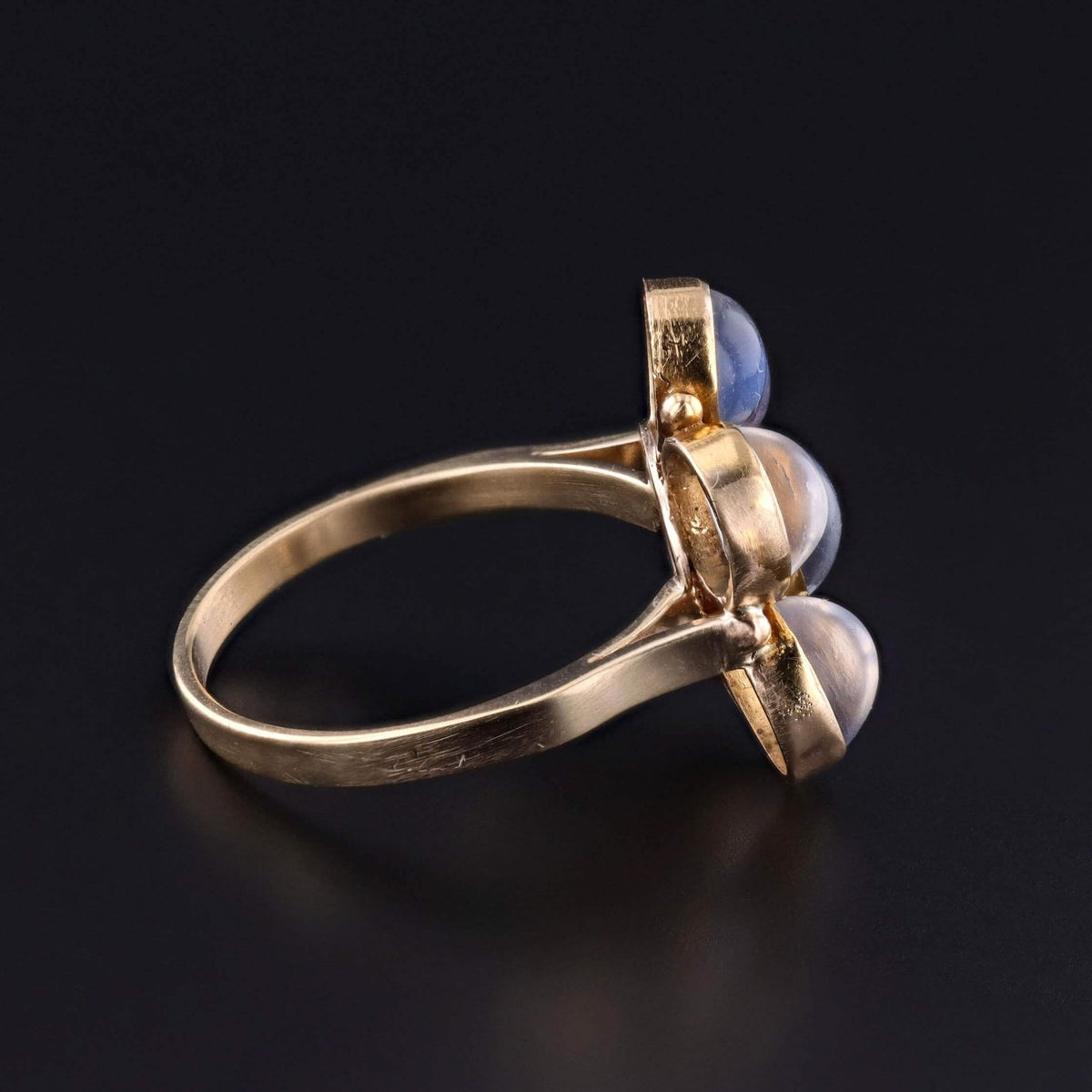 Vintage Moonstone Flower Ring of 14k Gold - Trademark Antiques