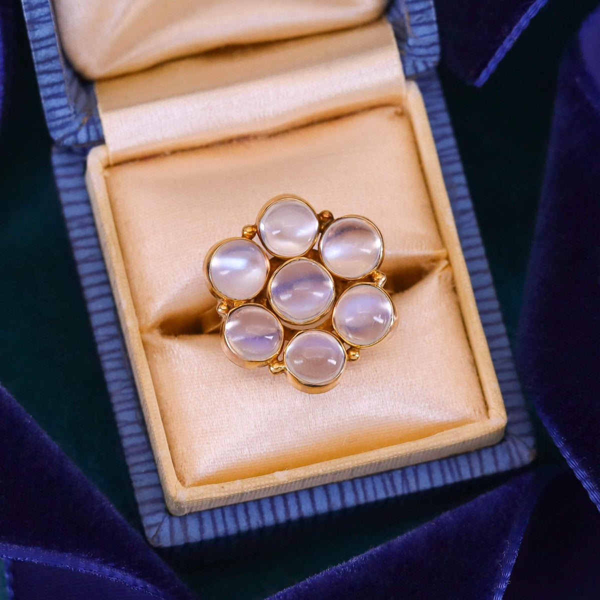 Vintage Moonstone Flower Ring of 14k Gold - Trademark Antiques
