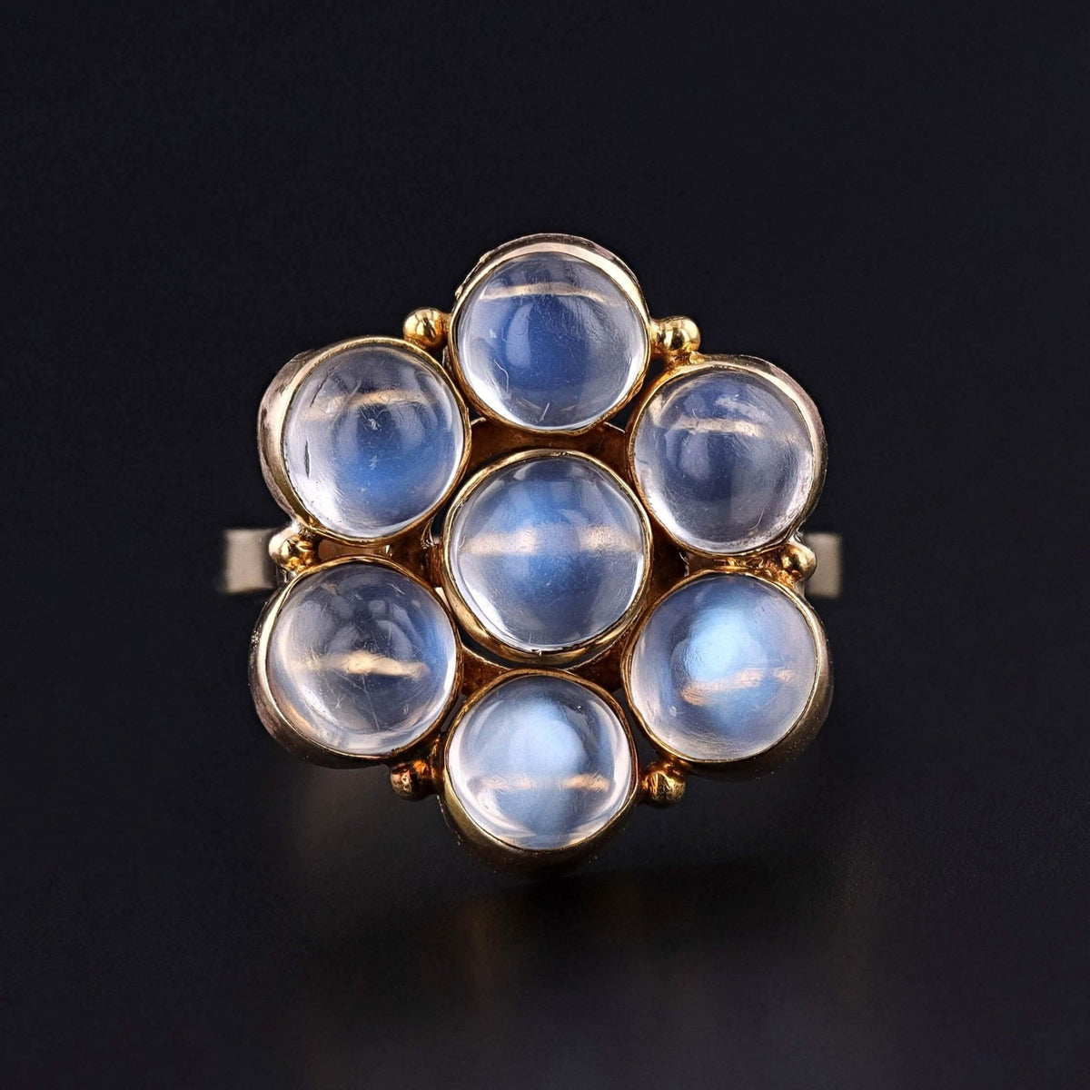 Vintage Moonstone Flower Ring of 14k Gold - Trademark Antiques