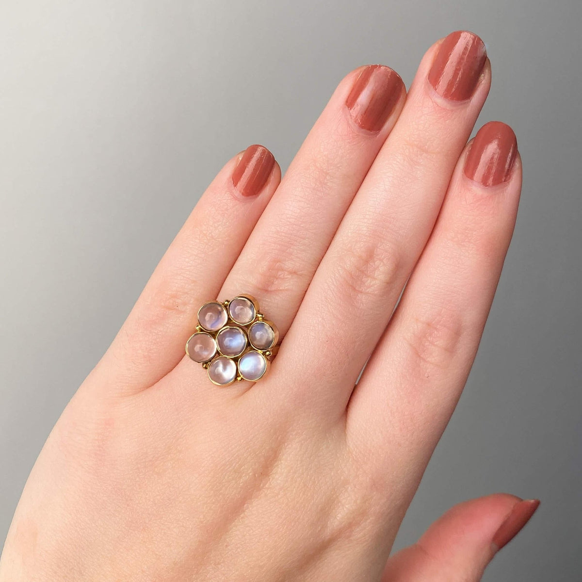 Vintage Moonstone Flower Ring of 14k Gold - Trademark Antiques