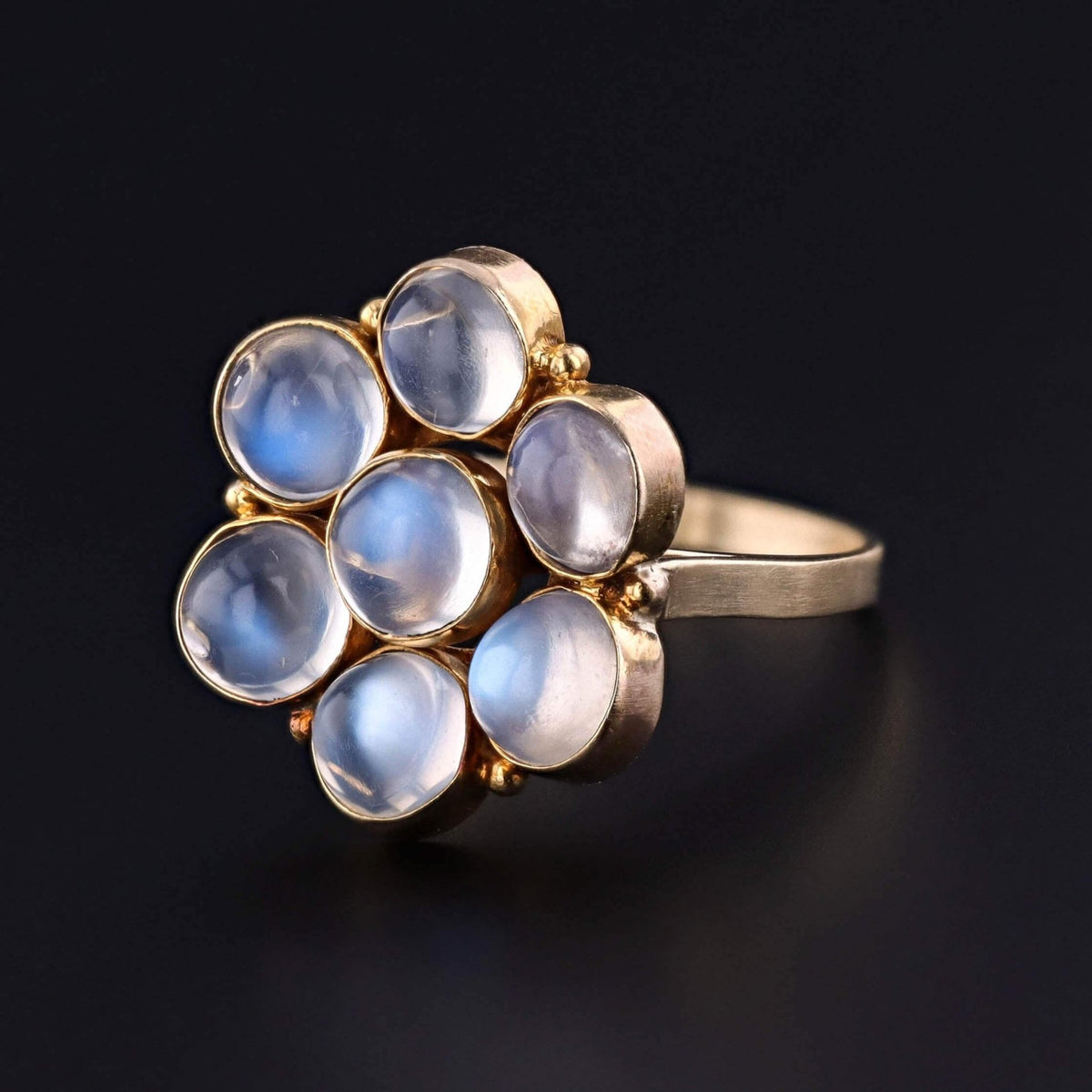 Vintage Moonstone Flower Ring of 14k Gold - Trademark Antiques