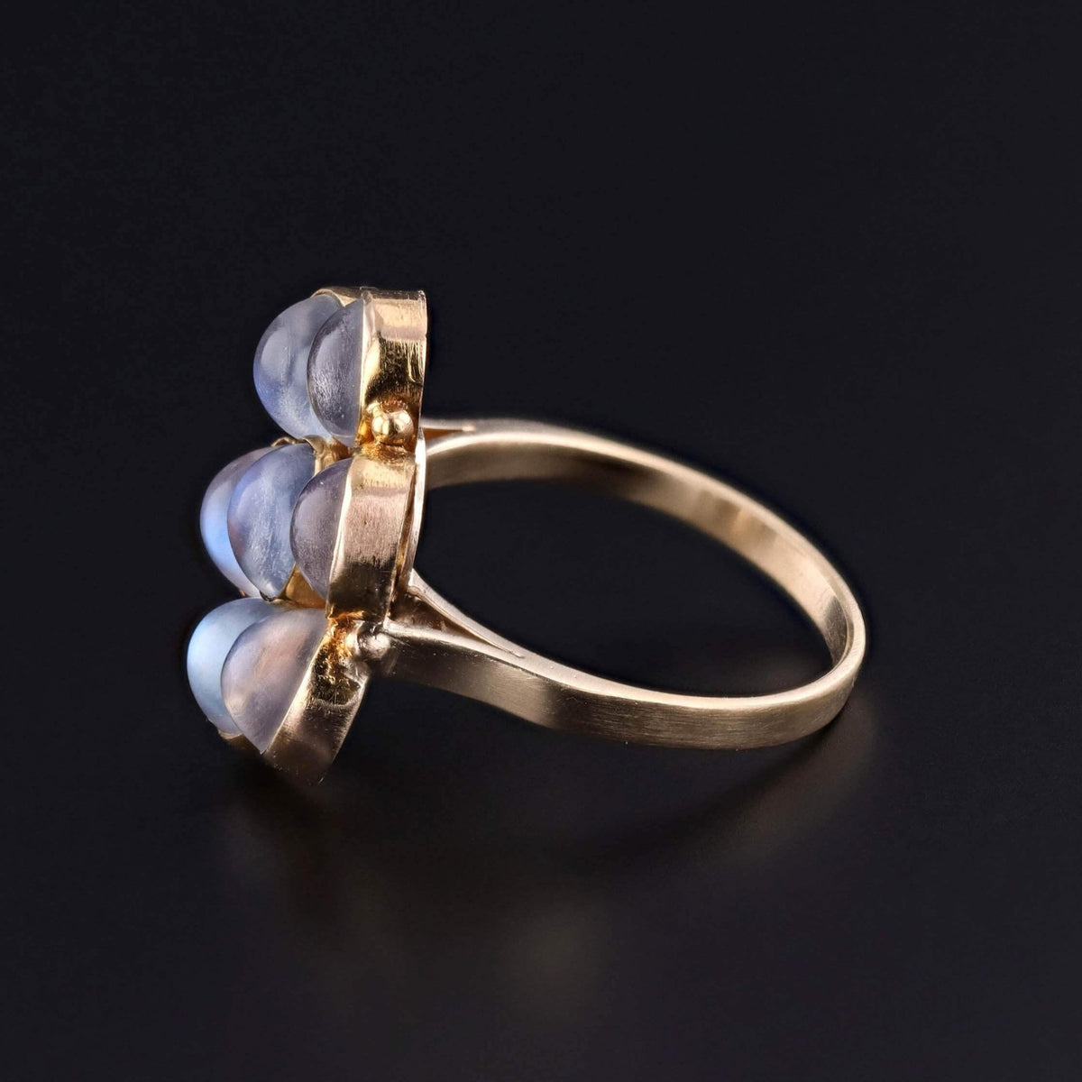 Vintage Moonstone Flower Ring of 14k Gold - Trademark Antiques