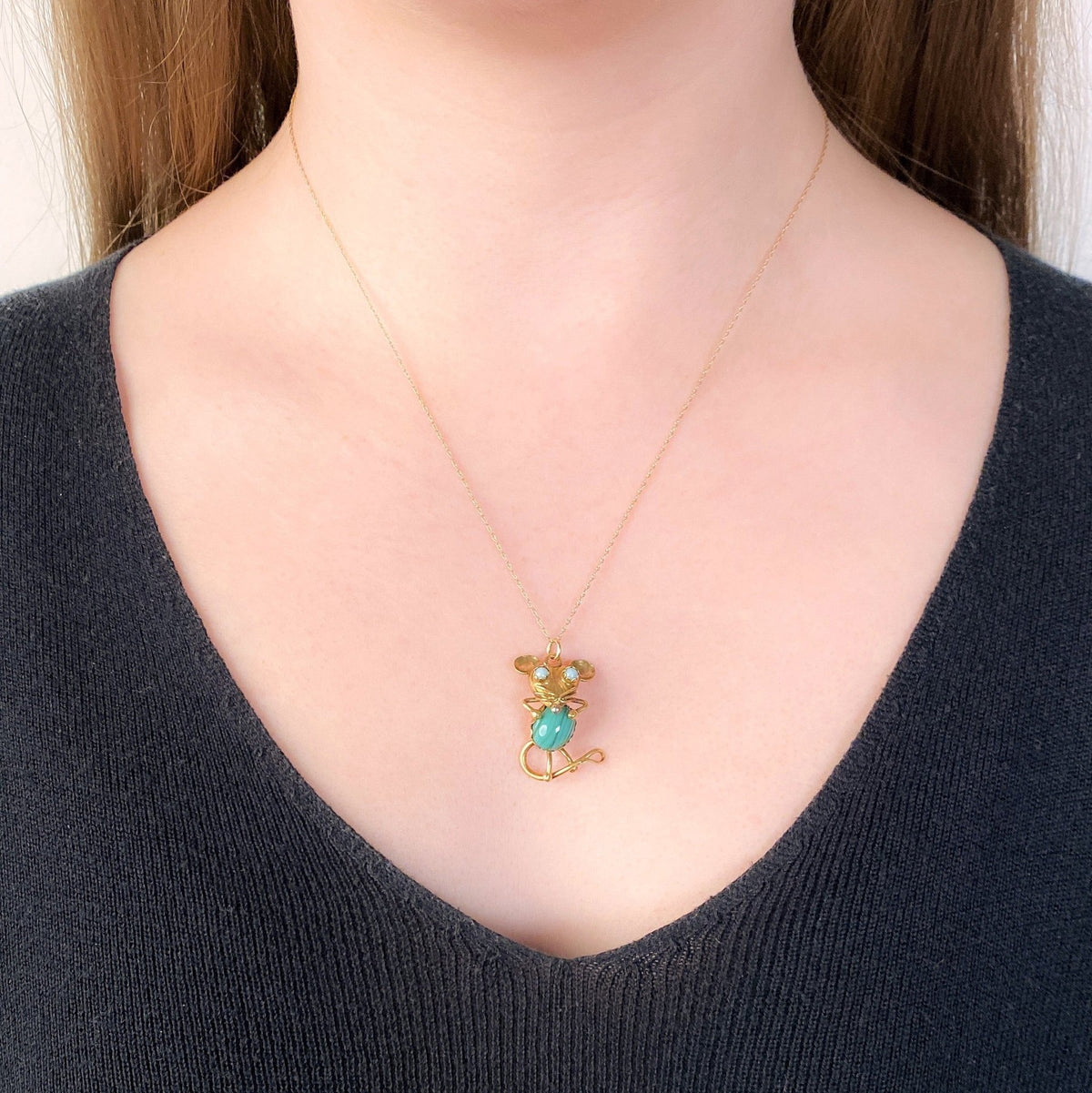 Vintage Mouse Pendant of 18k Gold - Trademark Antiques