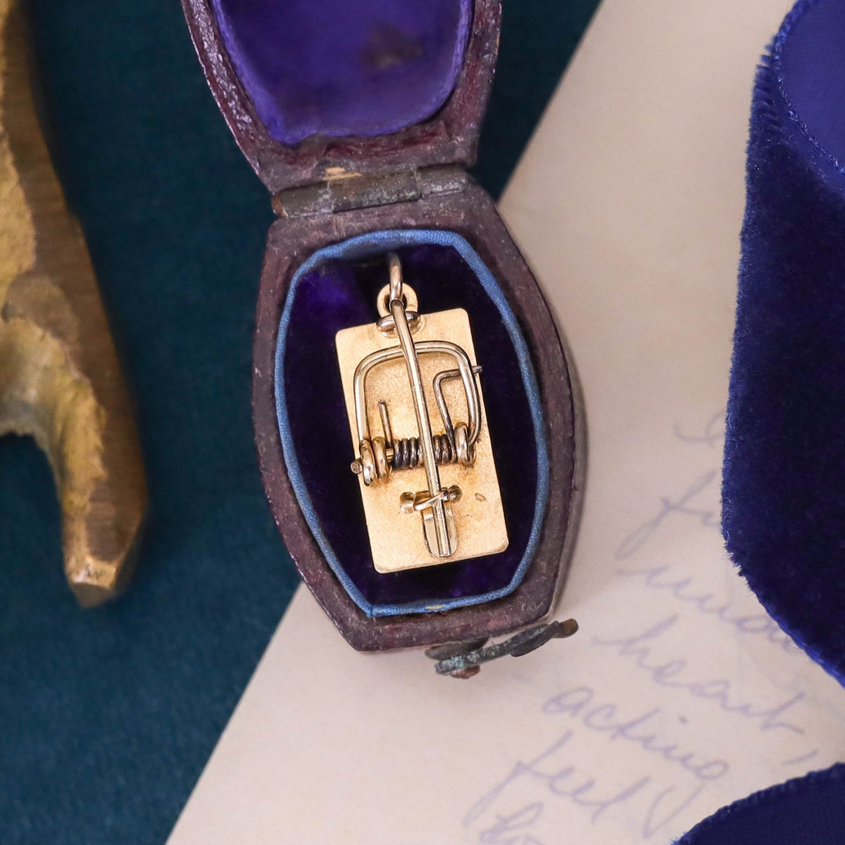 Vintage Mousetrap Charm of 14k Gold - Trademark Antiques