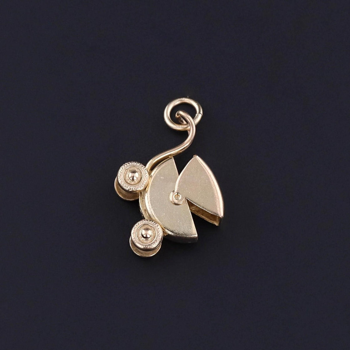 Vintage Moveable Baby Carriage Charm of 14k Gold - Trademark Antiques