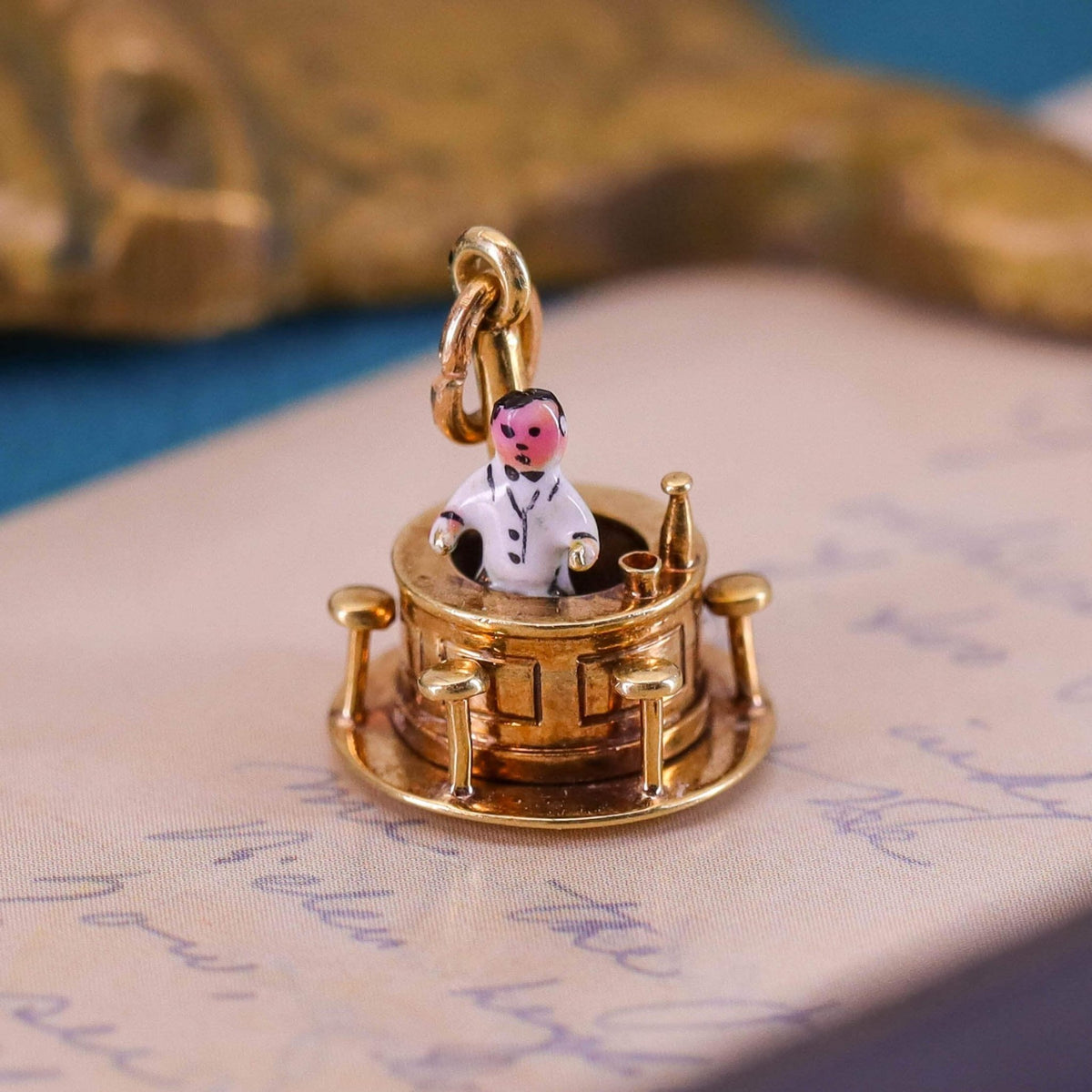 Vintage Moveable Bar Charm of 14k Gold by Sloan &amp; Co. - Trademark Antiques