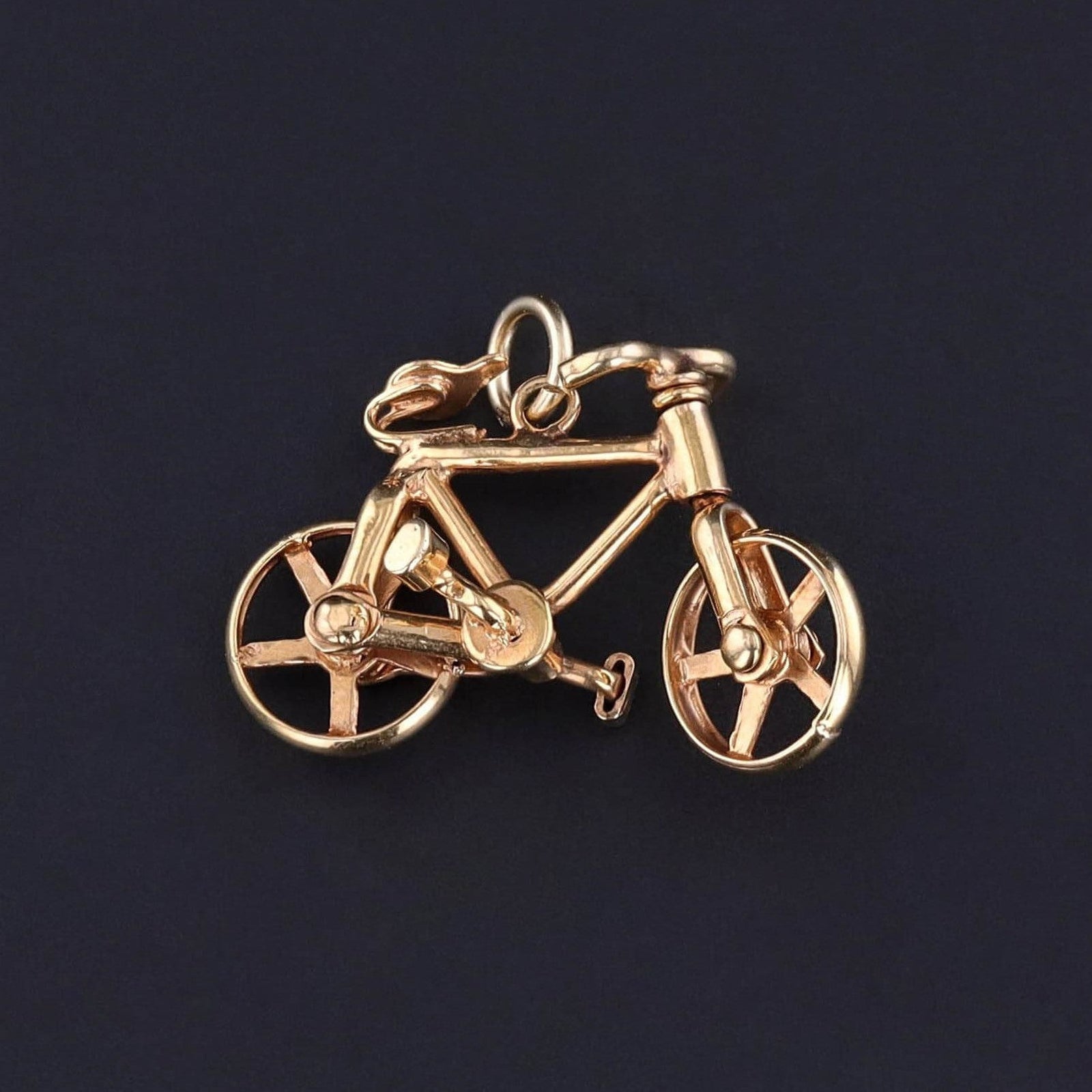 Vintage Moveable Bicycle Charm of 10k Gold - Trademark Antiques