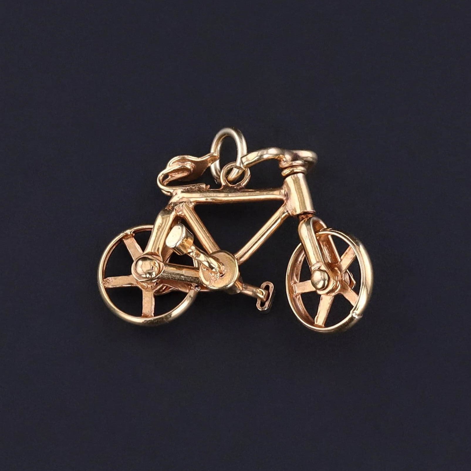 Vintage Moveable Bicycle Charm of 10k Gold - Trademark Antiques