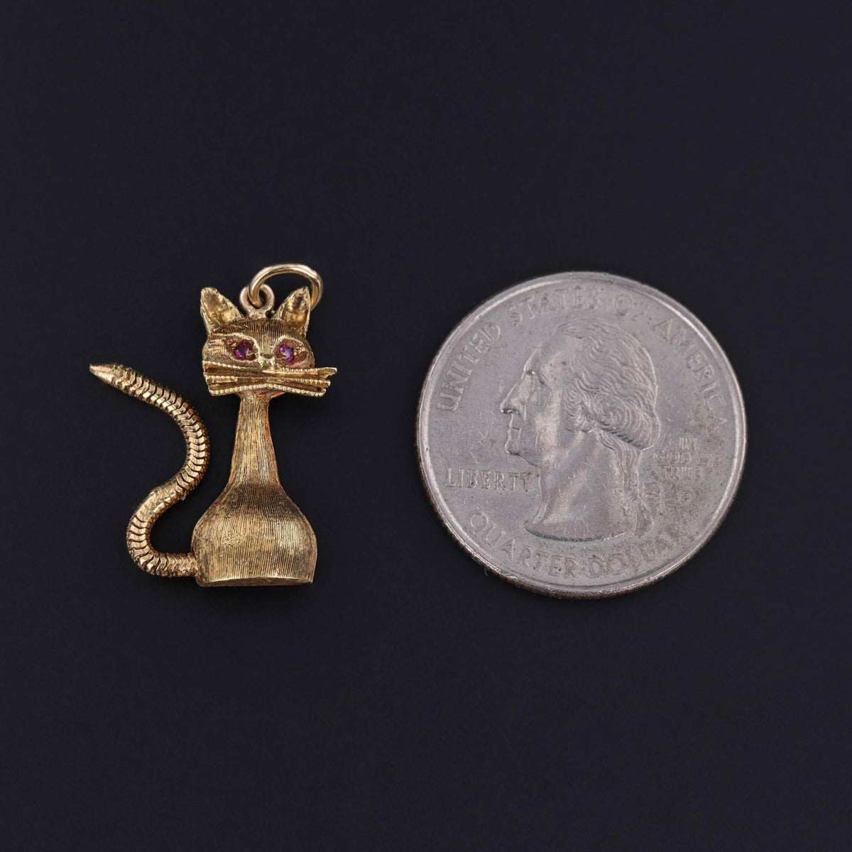 Vintage Moveable Cat Pendant of 14k Gold - Trademark Antiques