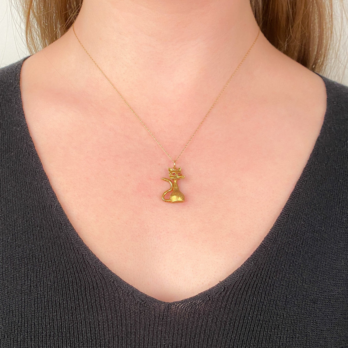 Vintage Moveable Cat Pendant of 14k Gold - Trademark Antiques