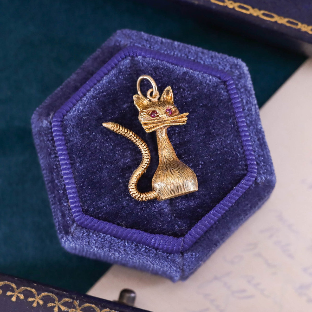 Vintage Moveable Cat Pendant of 14k Gold - Trademark Antiques