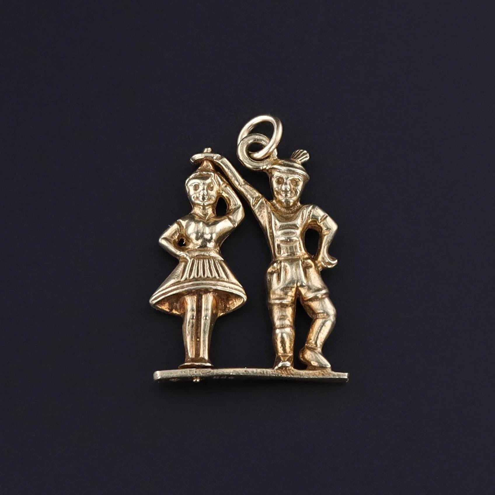 Vintage Moveable Dancers Pendant of 14k Gold - Trademark Antiques