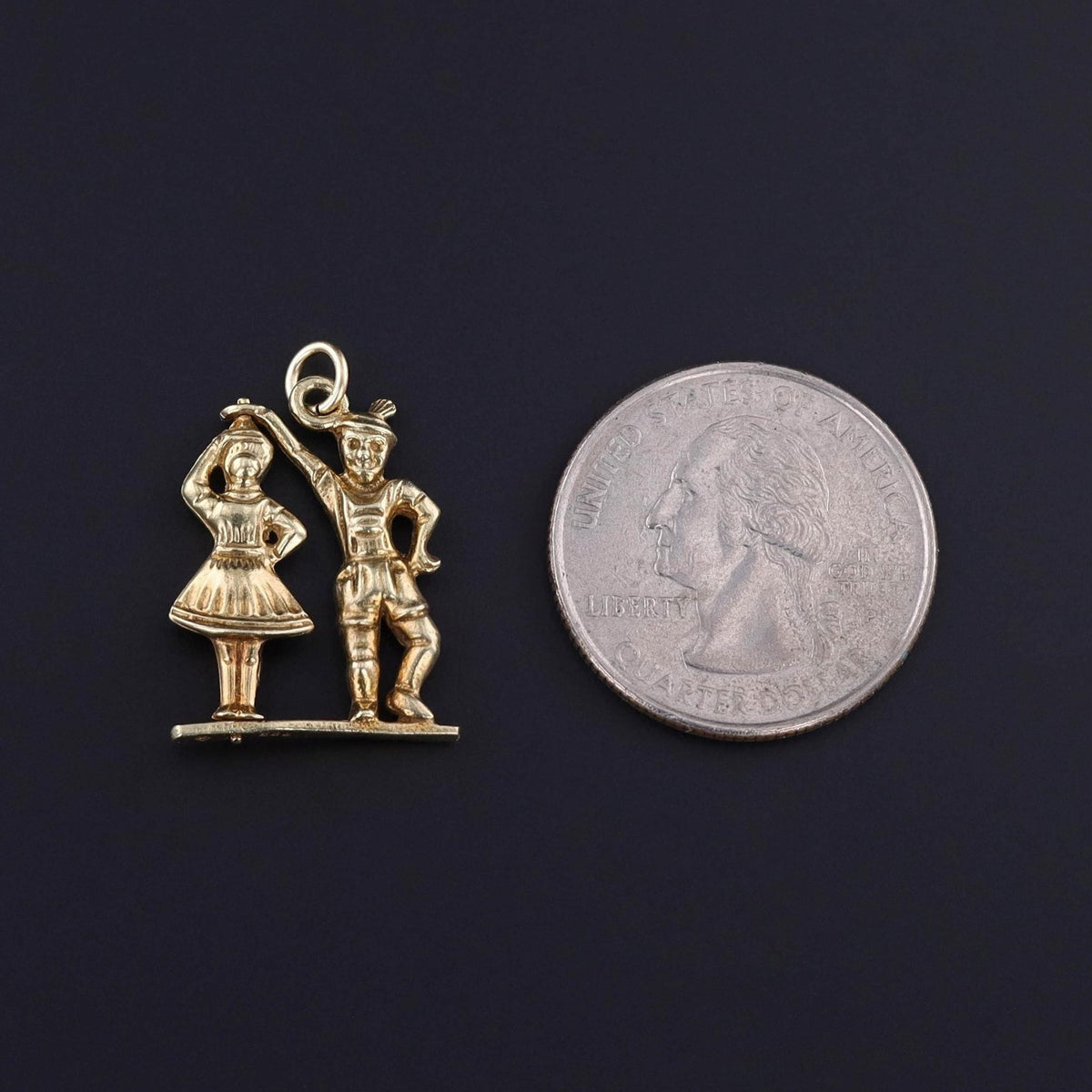 Vintage Moveable Dancers Pendant of 14k Gold - Trademark Antiques