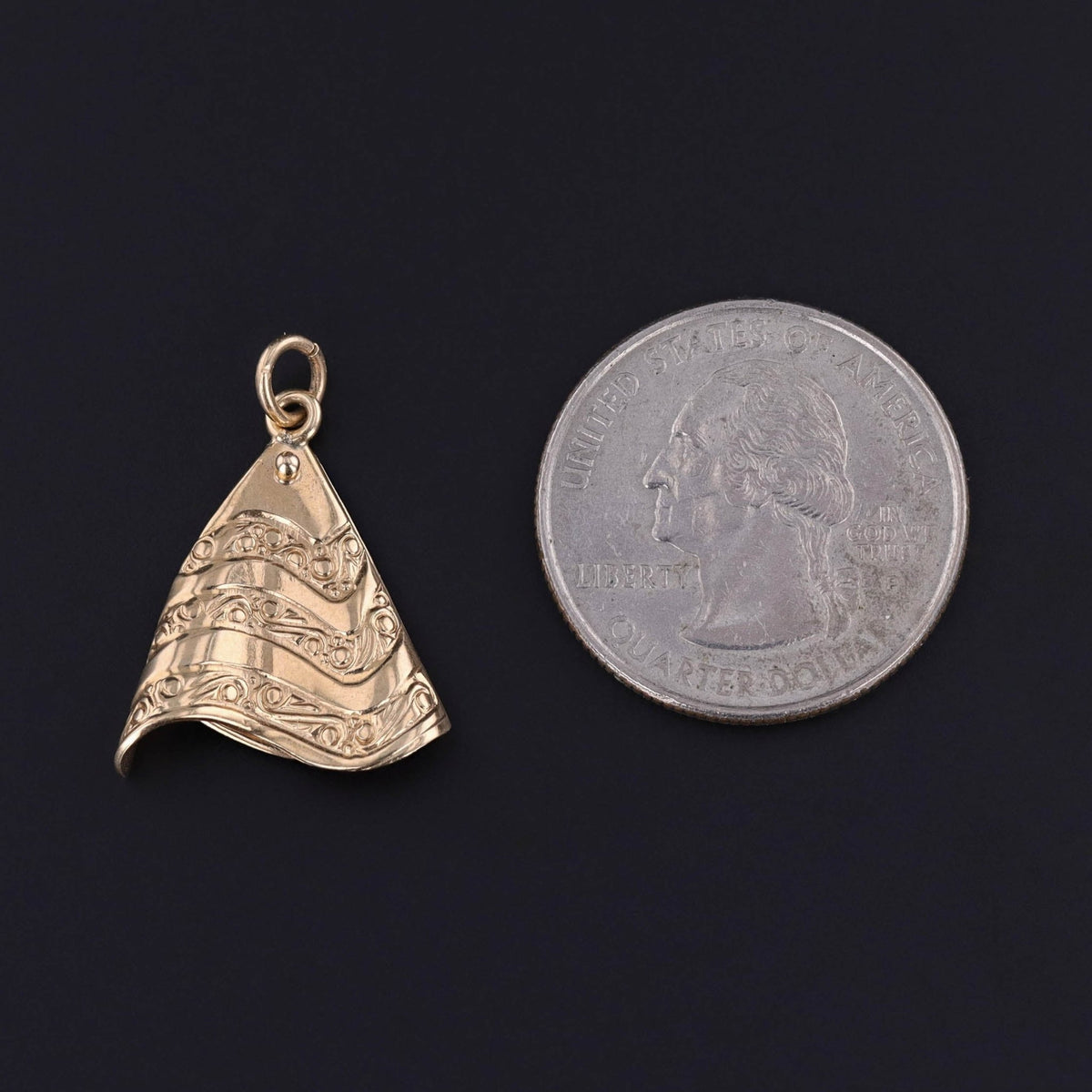 Vintage Moveable Fan Charm of 14k Gold - Trademark Antiques