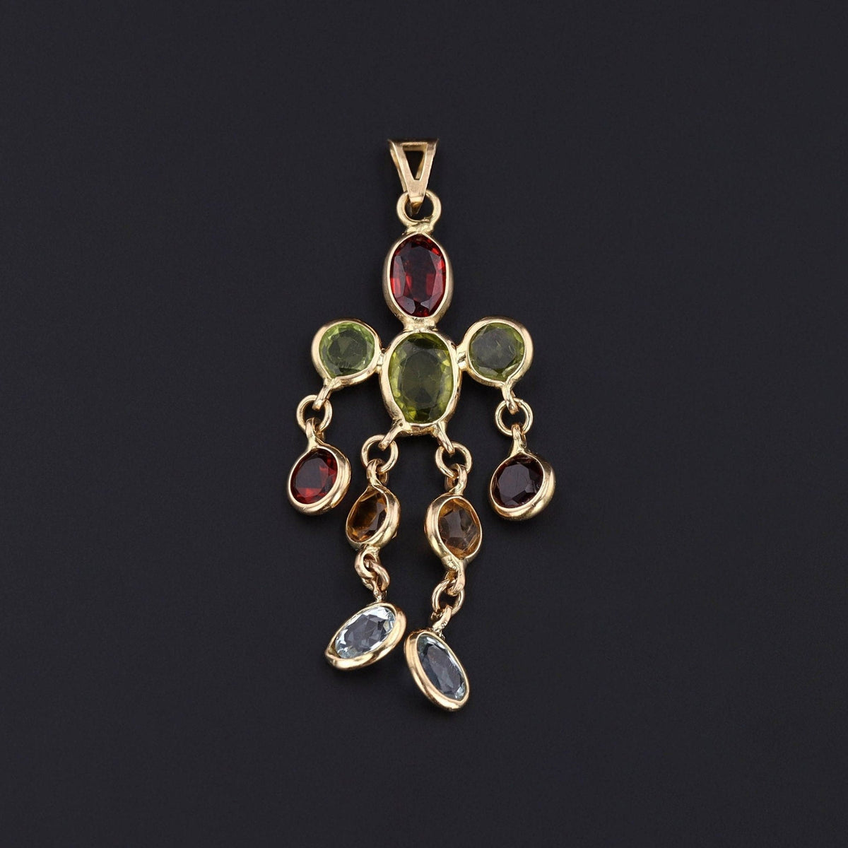 Vintage Moveable Gemstone Person Pendant of 18k Gold - Trademark Antiques