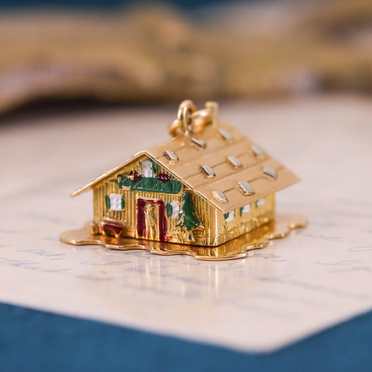 Vintage Moveable House Charm of 18k Gold - Trademark Antiques