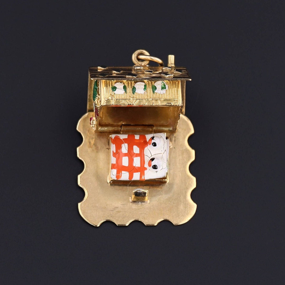 Vintage Moveable House Charm of 18k Gold - Trademark Antiques