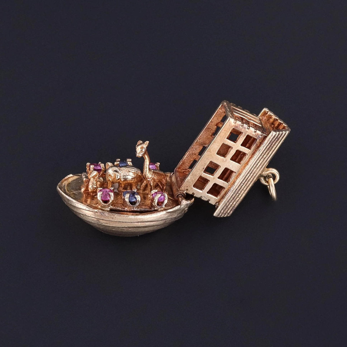 Vintage Moveable Noah's Ark Charm of 14k Gold - Trademark Antiques