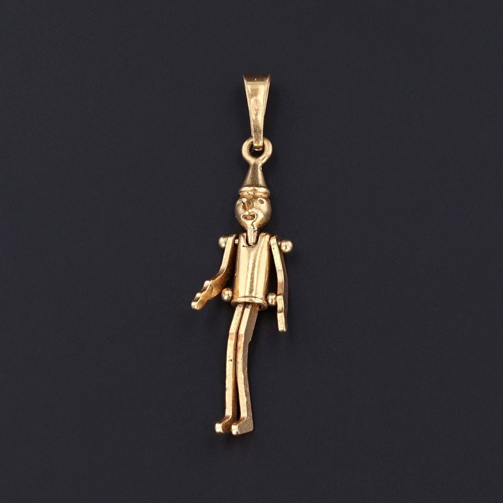 Vintage Moveable Pinnochio Pendant of 14k Gold - Trademark Antiques