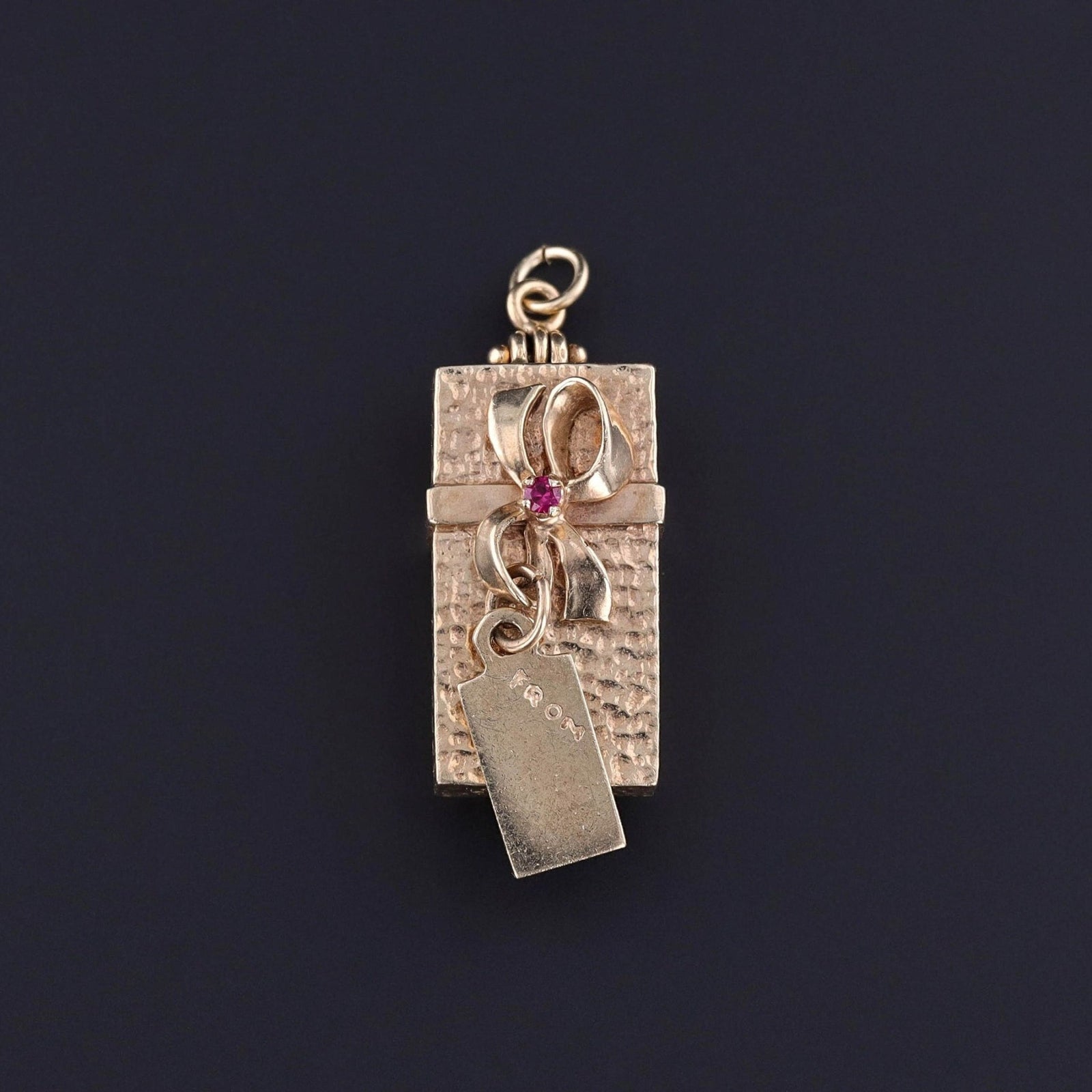 Vintage Moveable Rose in Box Charm of 14k Gold - Trademark Antiques