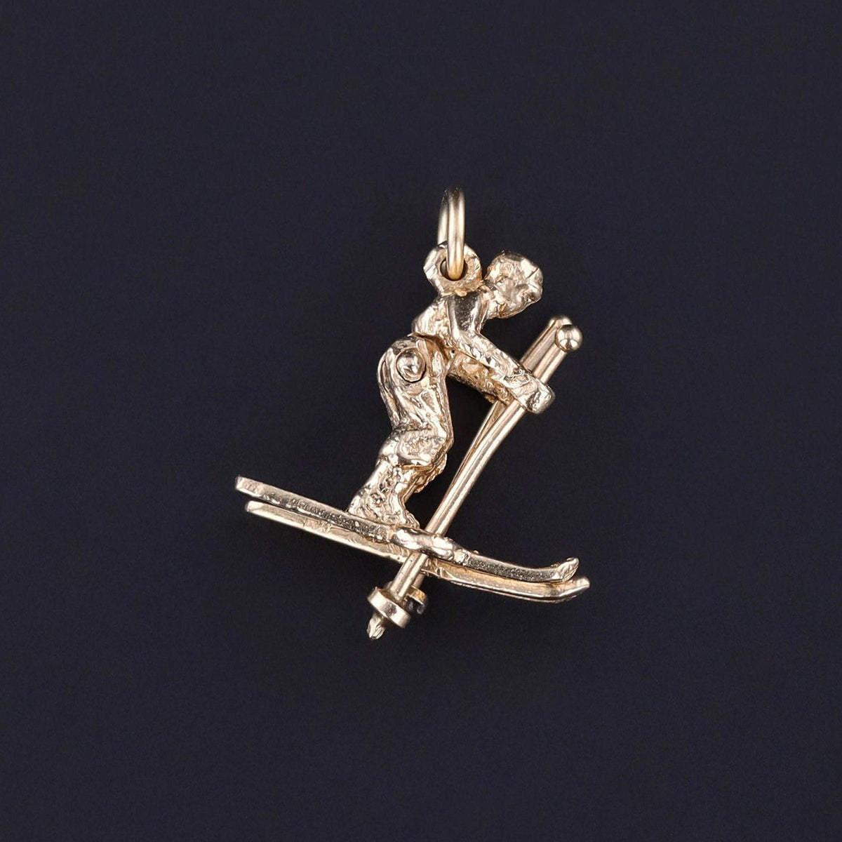 Vintage Moveable Skier Charm of 14k Gold - Trademark Antiques