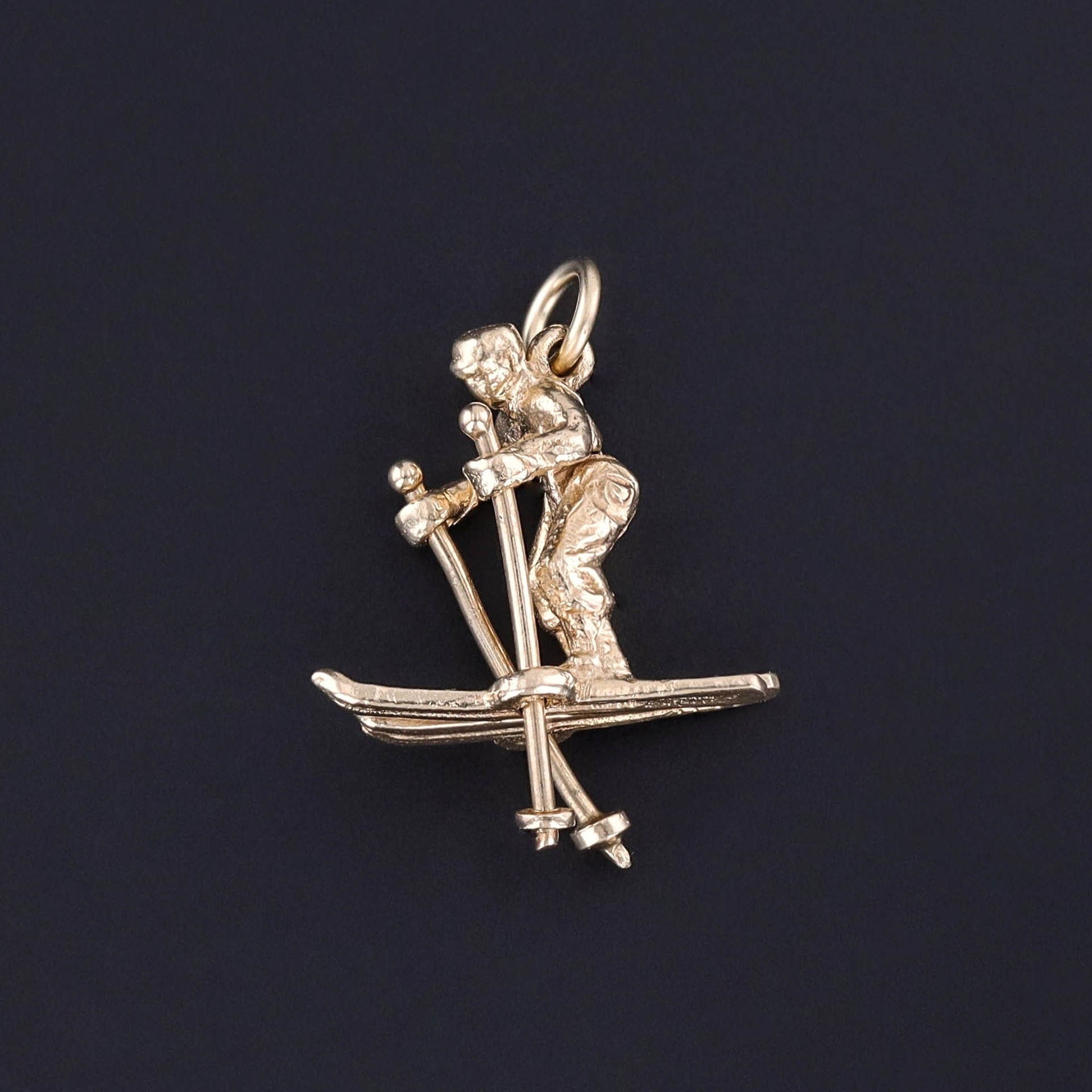 Vintage Moveable Skier Charm of 14k Gold - Trademark Antiques