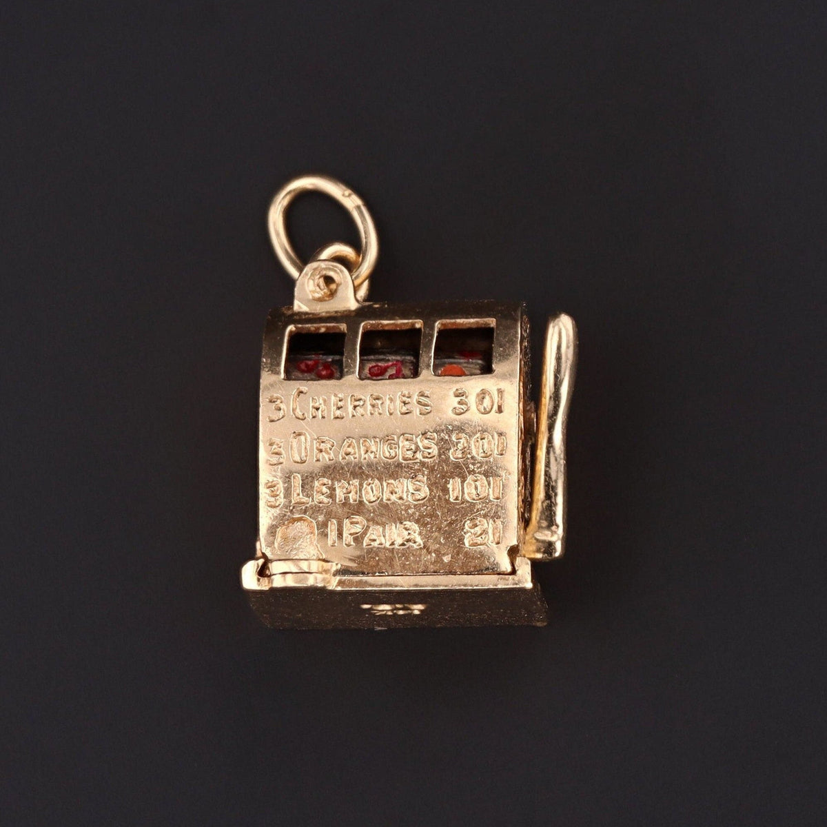 Vintage Moveable Slot Machine Charm of 14k Gold - Trademark Antiques