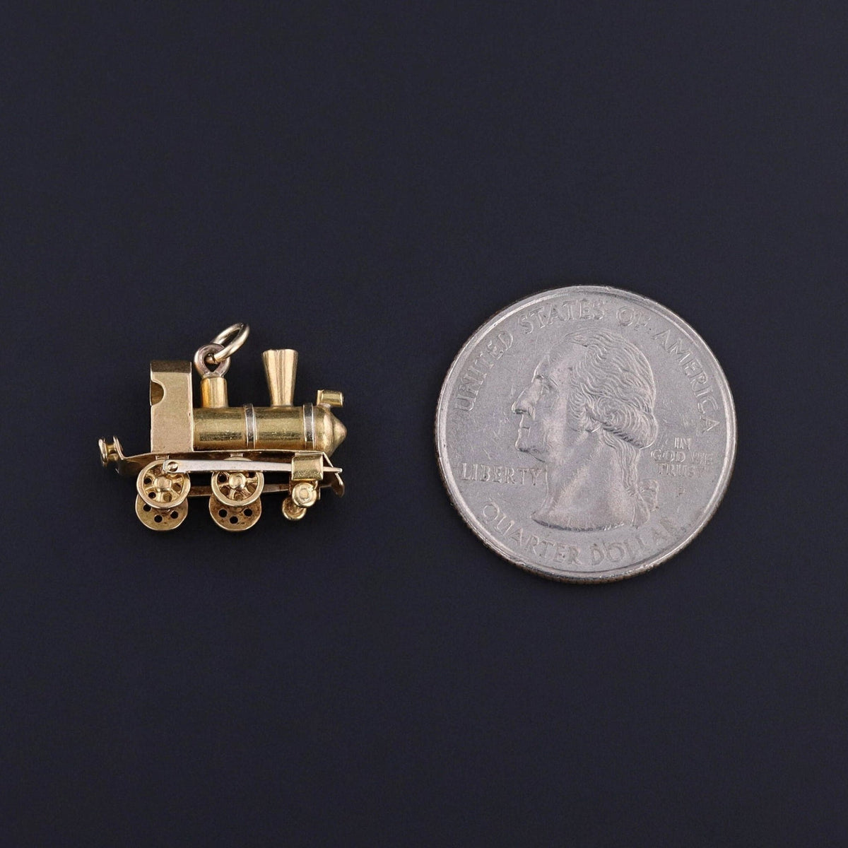Vintage Moveable Train Engine Charm of 18k Gold - Trademark Antiques